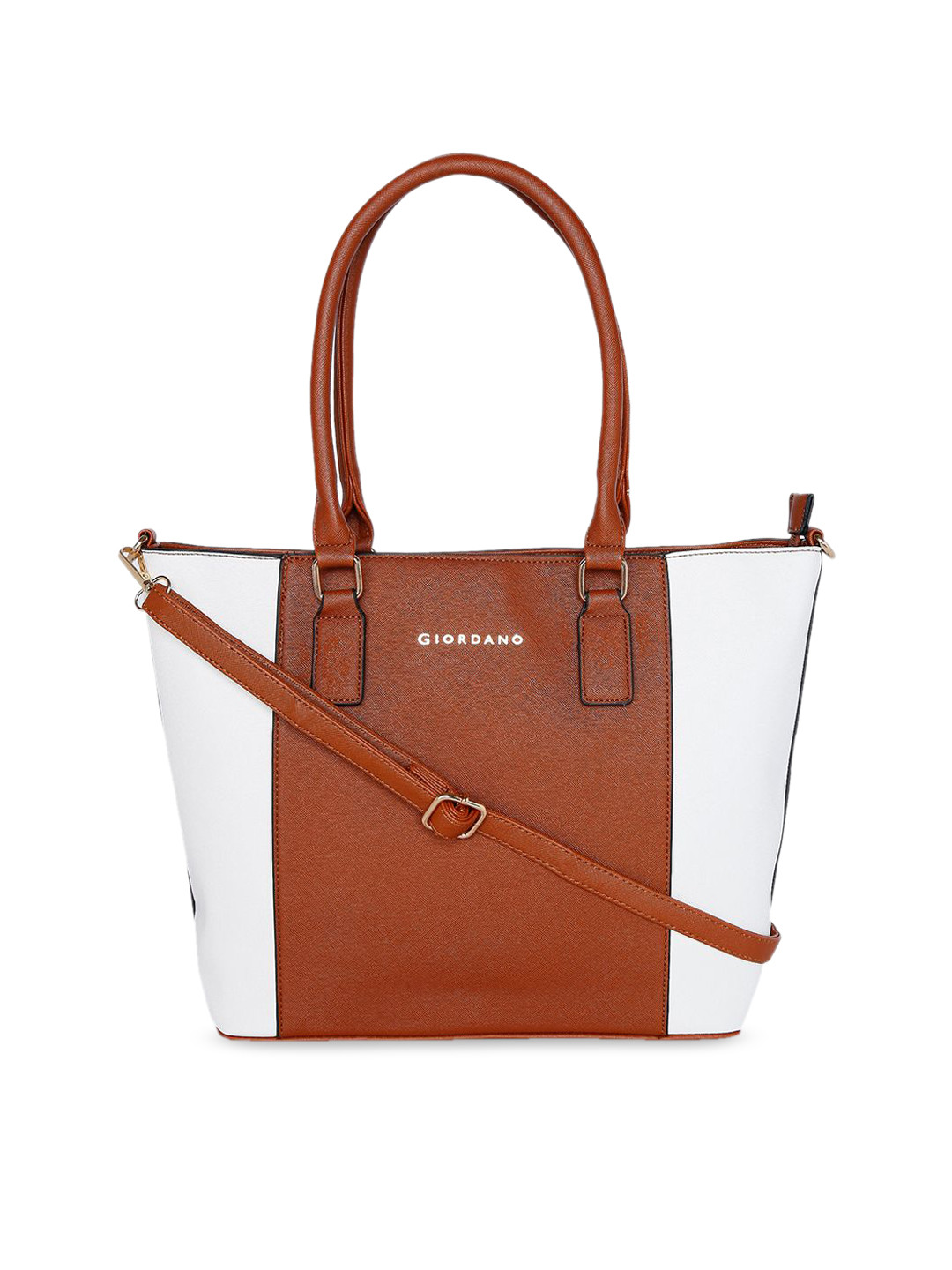 

GIORDANO Brown & White Colourblocked Shoulder Bag