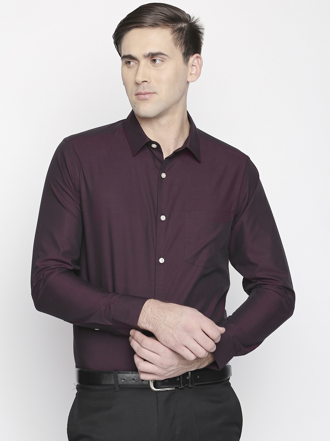 

RICHARD PARKER by Pantaloons Men Purple Slim Fit Solid Formal Shirt