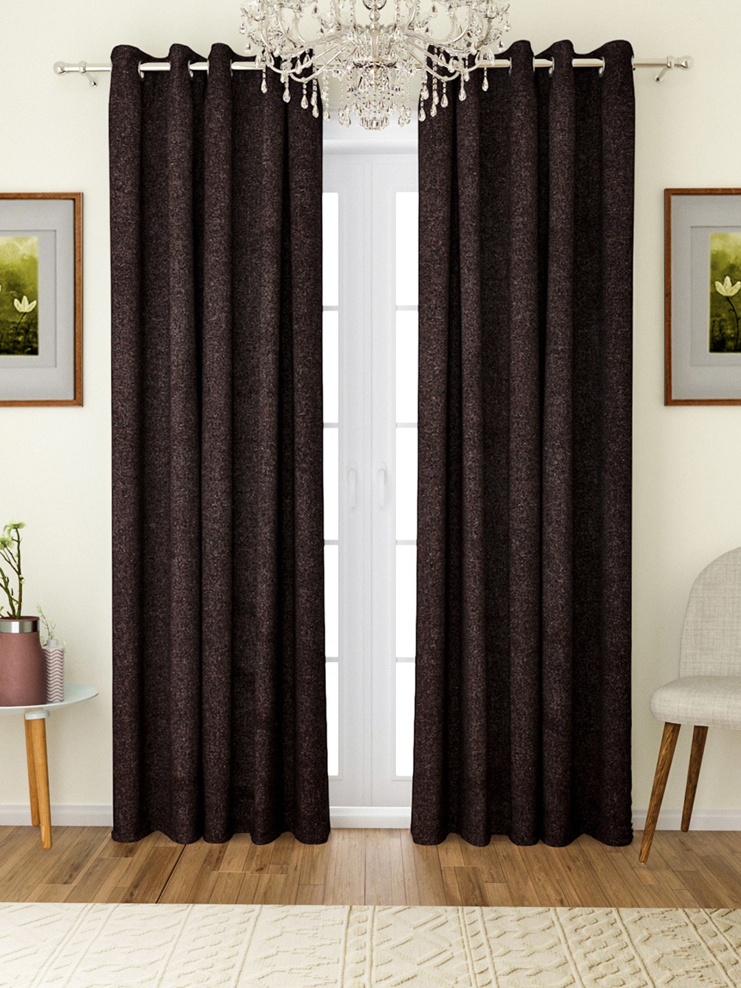 

ROMEE Brown Set of 2 Door Curtains
