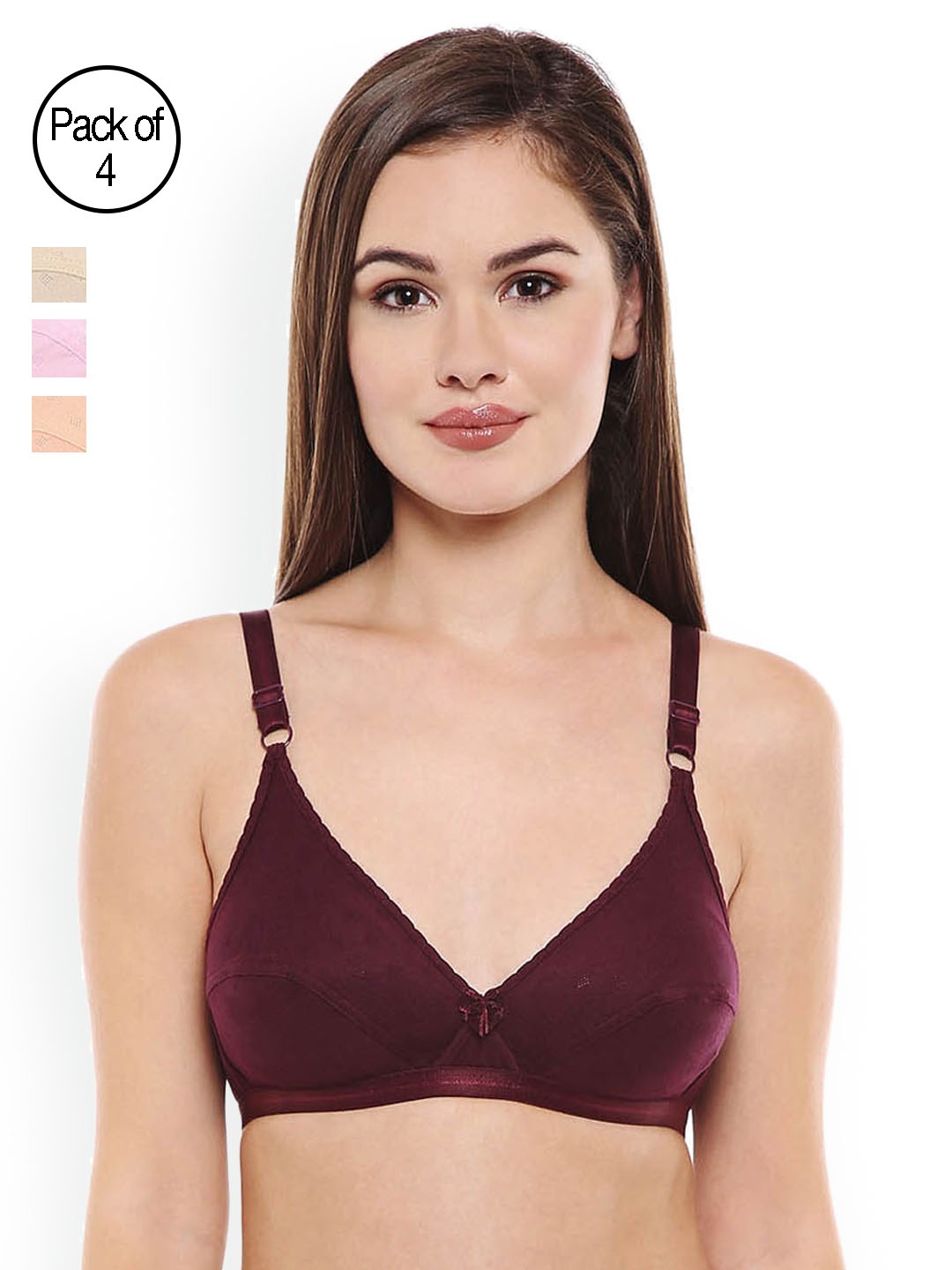 

Bodycare Pack of 4 Assorted Solid Non-Wired Non Padded Everyday Bras E1507DPEWIPIS