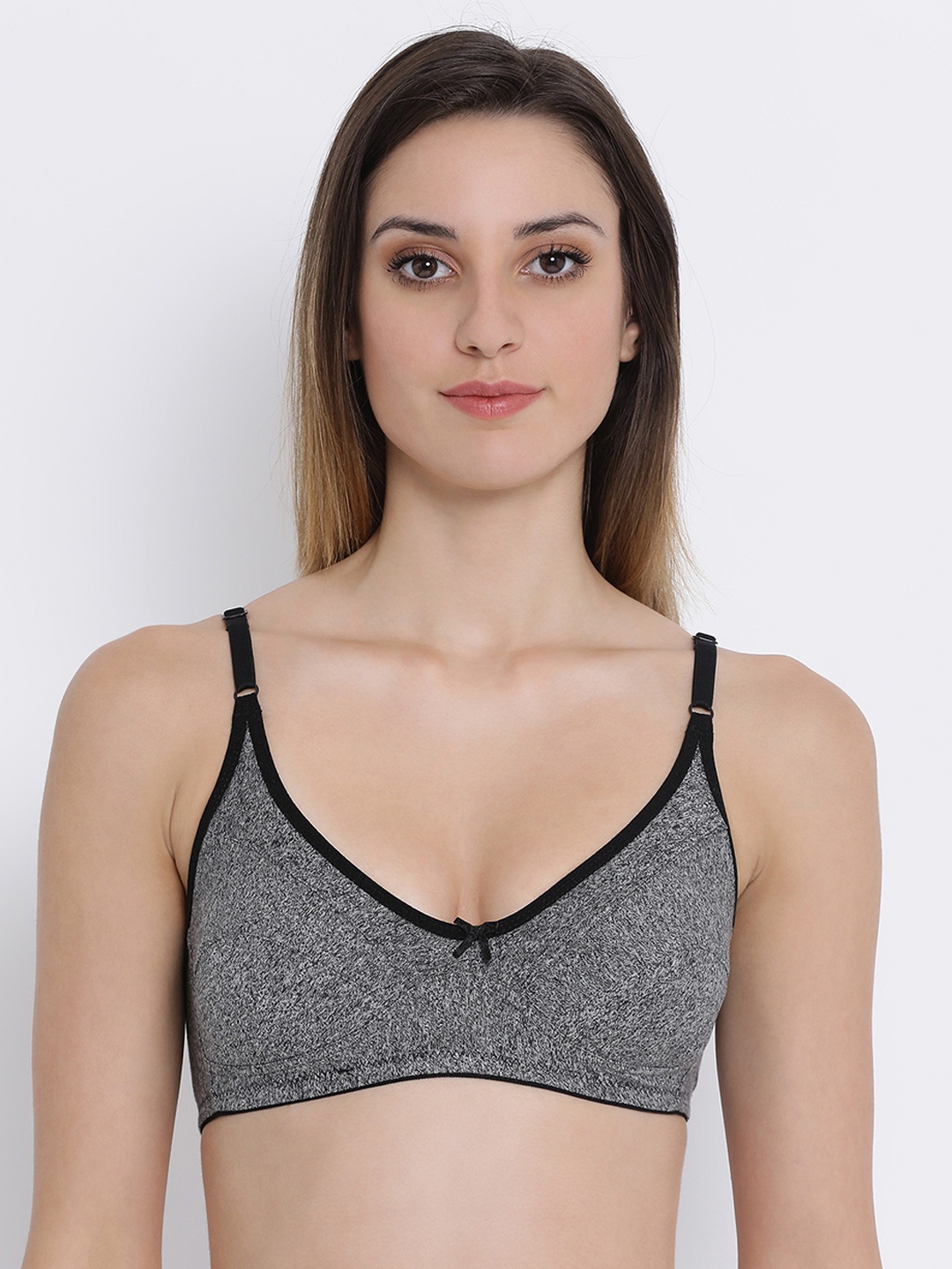 

Clovia Cotton Rich Non-Padded Non-Wired Bra, Grey
