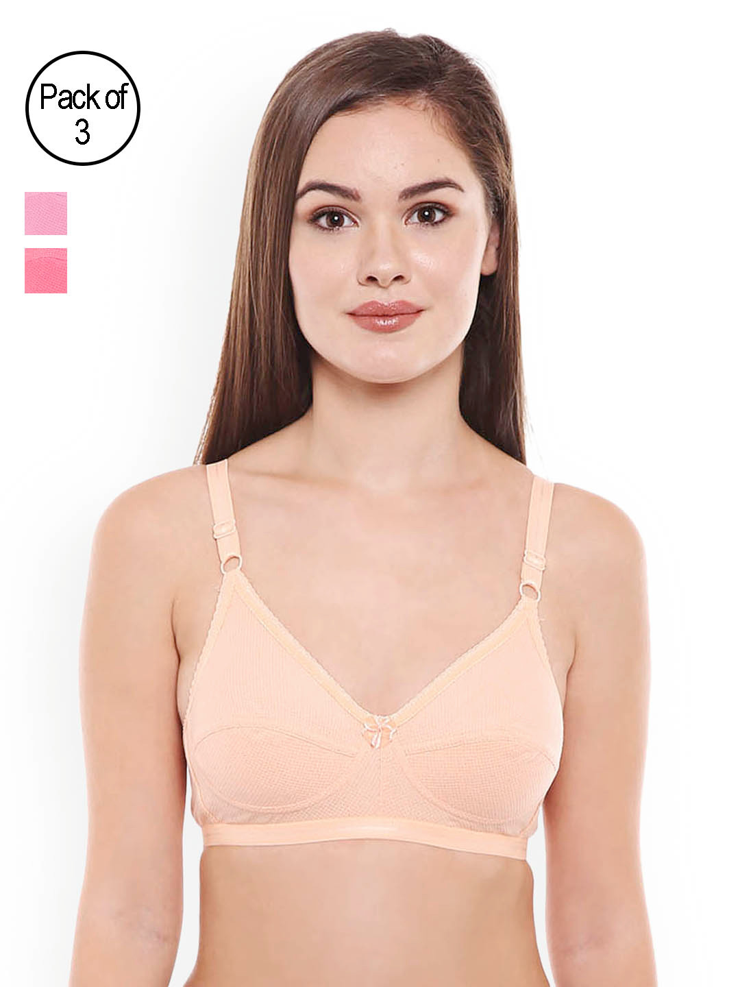 

Bodycare Pack of 3 Assorted Solid Non-Wired Non Padded Everyday Bra E1517PICODPE-3PCS