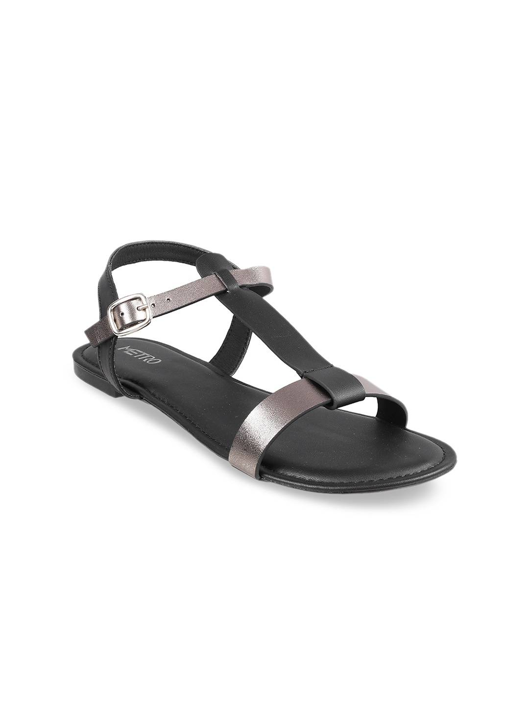 

Metro Women Black Solid Open Toe Flats