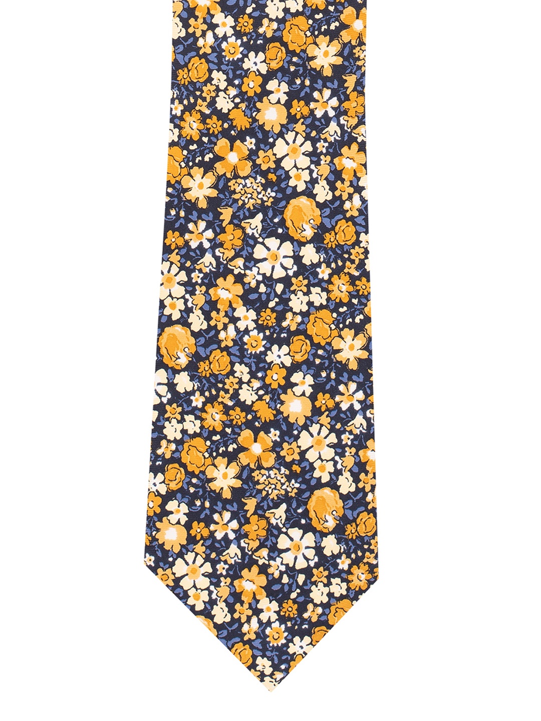 

The Tie Hub Yellow & Blue Printed Broad Silk Tie