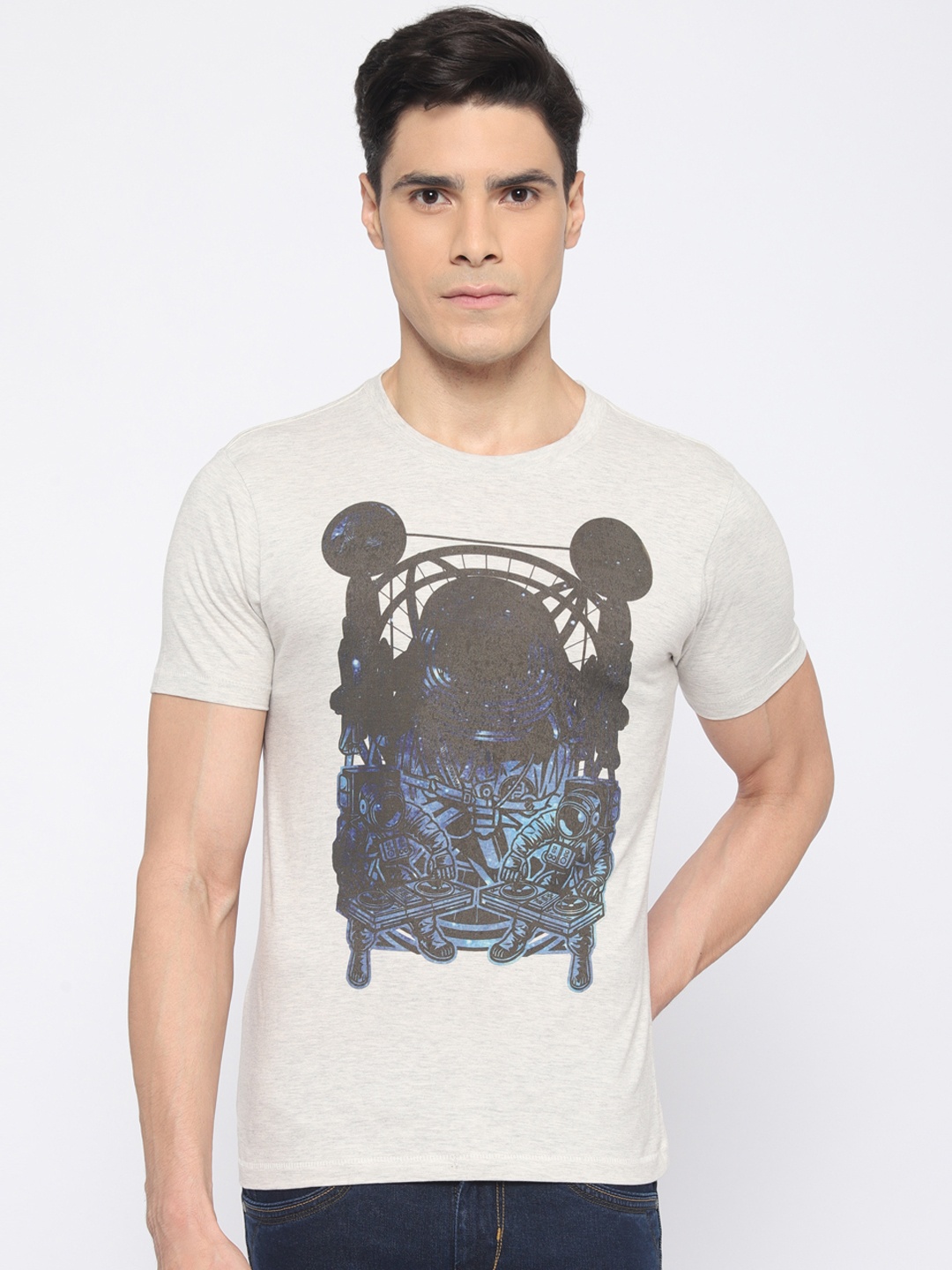 

Newport Men Off-White Printed Round Neck T-shirt