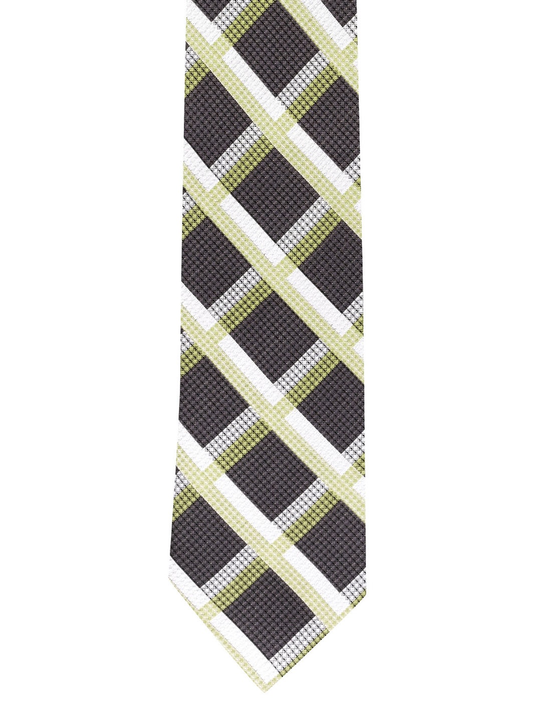 

The Tie Hub Men Brown & Green Checked Broad Tie