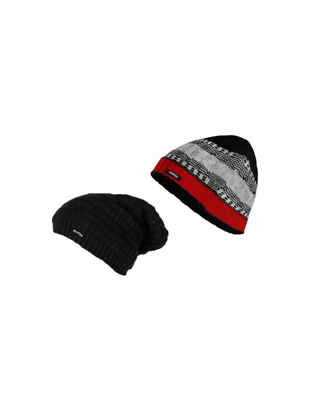 

Knotyy Men Pack of 2 Self Design Beanie, Multi