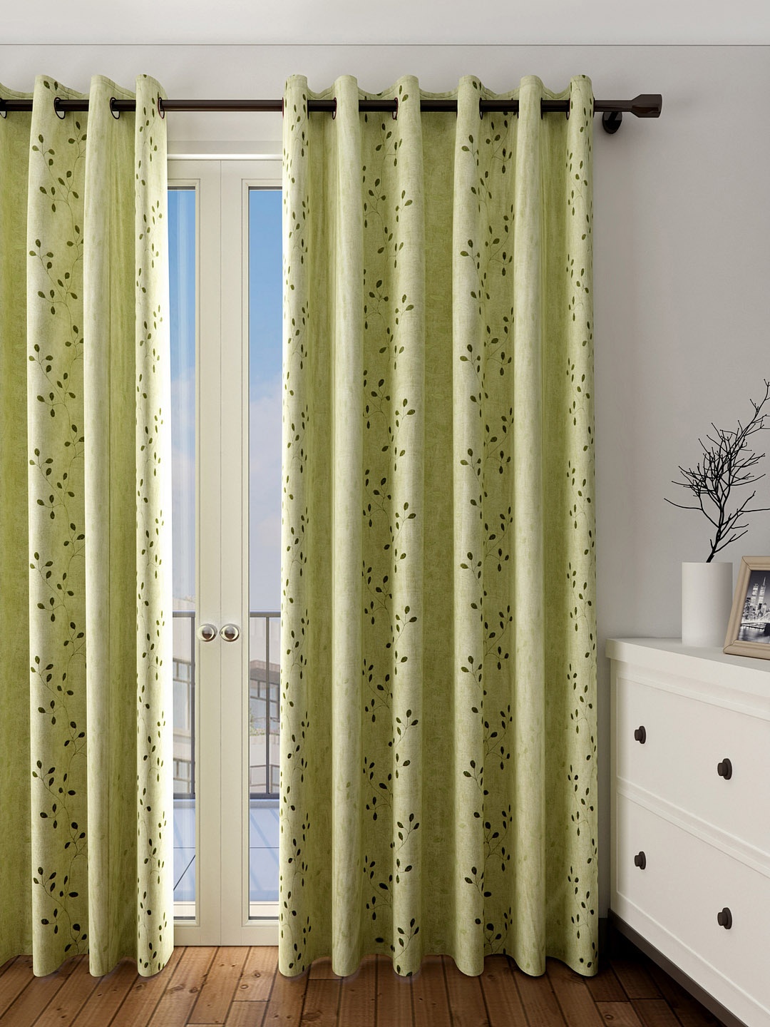 

Cortina Green Set of Single Long Door Curtain
