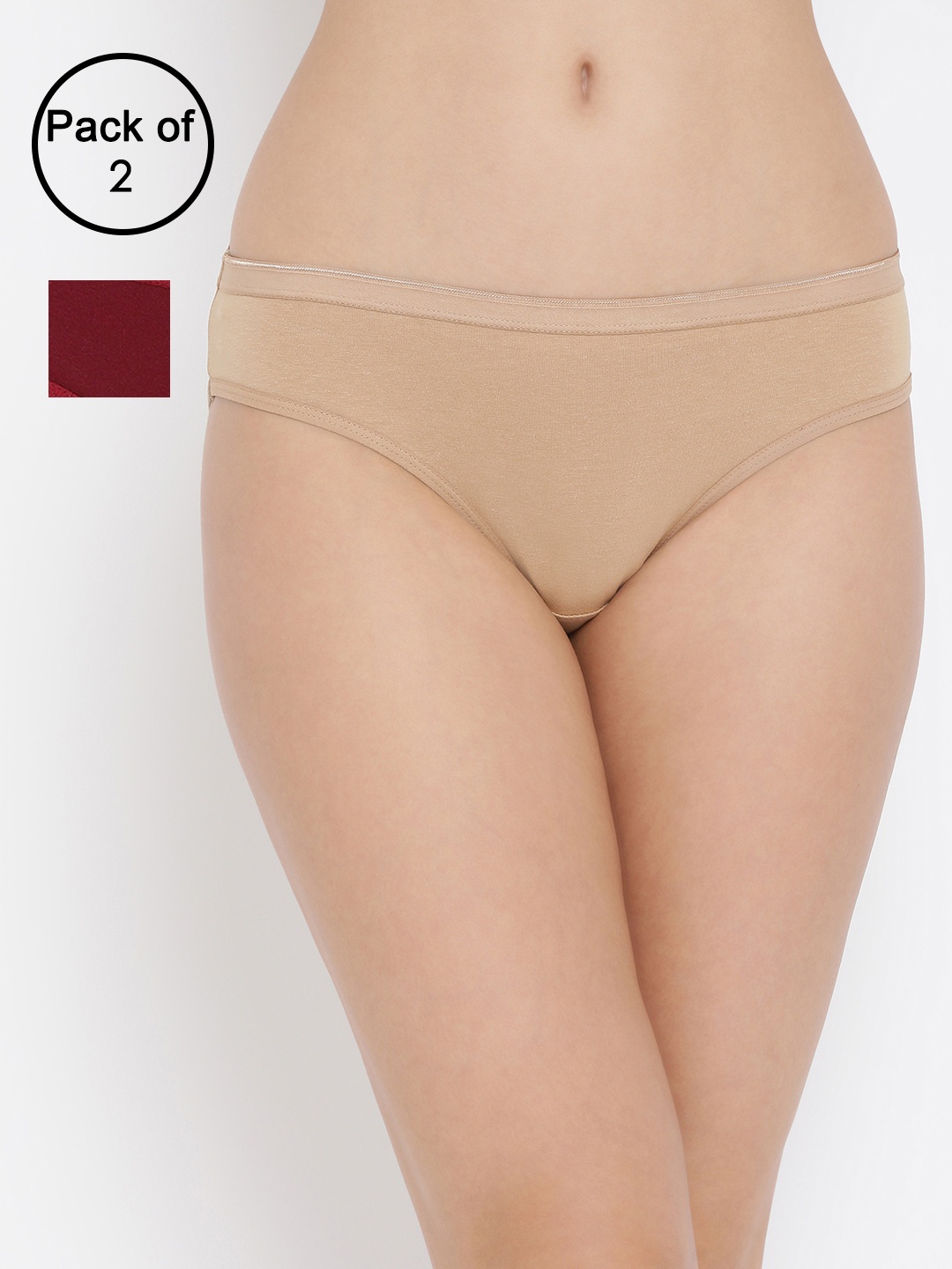 

Clovia Women Pack of 2 Cotton Low Rise Hipster Briefs COMPNC629XL, Maroon