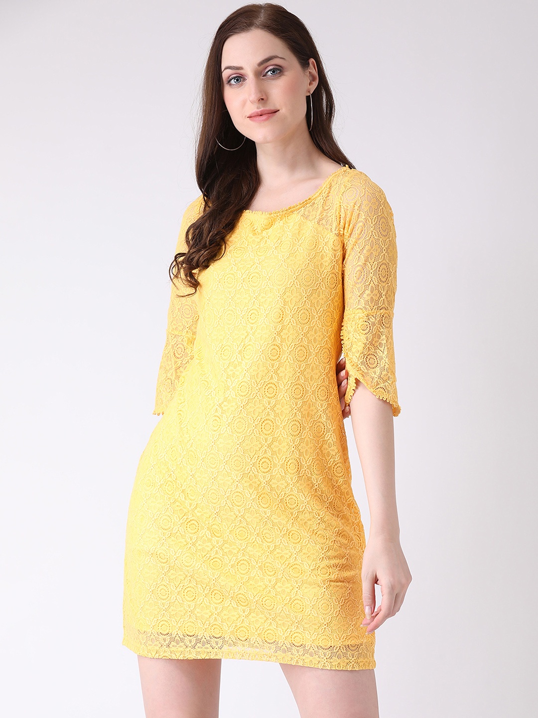 

Latin Quarters Women Yellow Sheath Dress