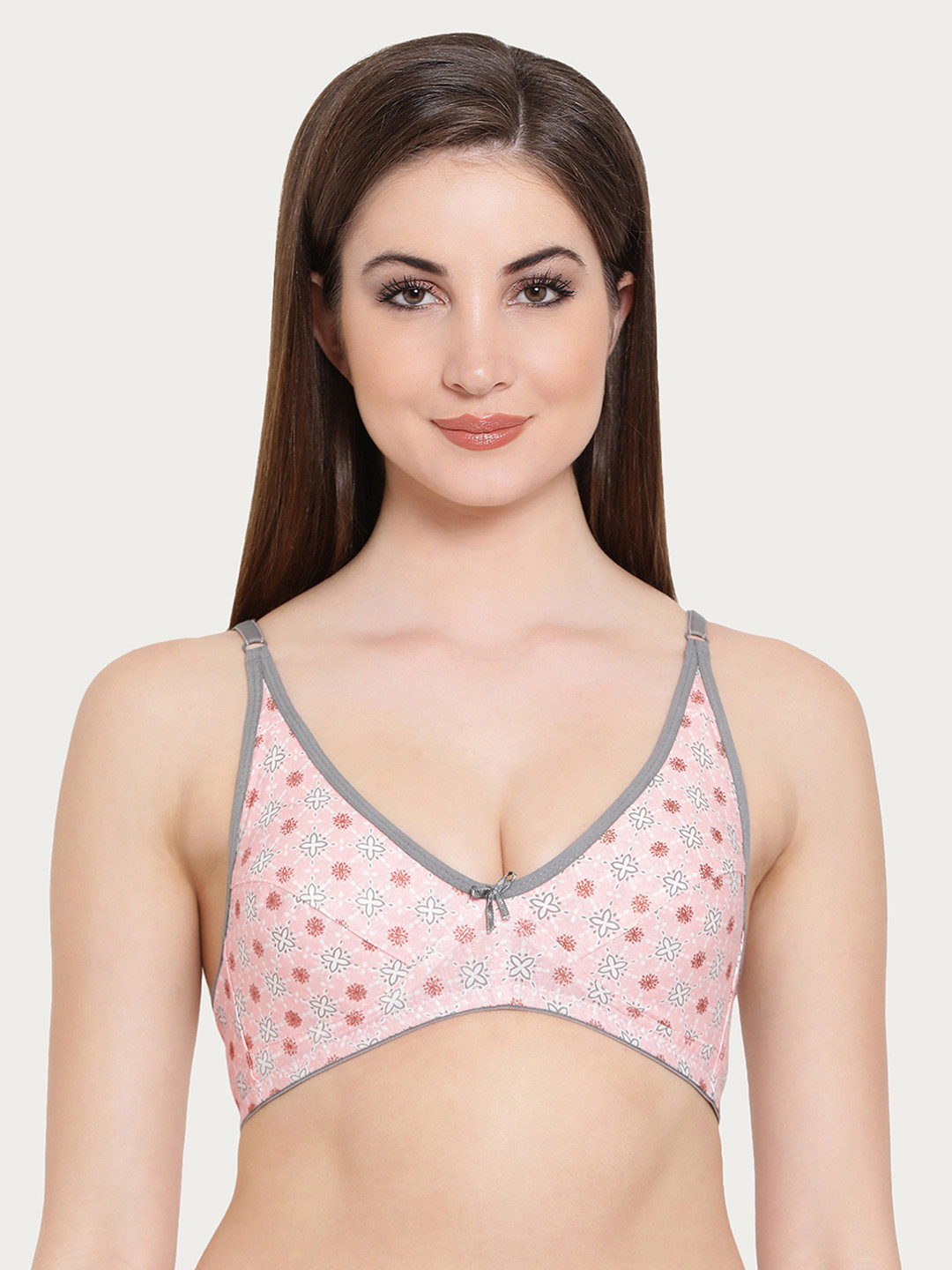 

Clovia Cotton Rich Non-Padded Non-Wired Printed T-Shirt Bra, Pink