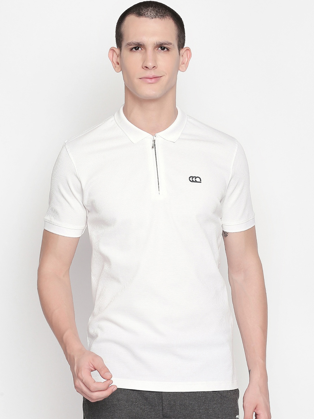 

Ajile by Pantaloons Men White Solid Polo Collar Pure Cotton T-shirt