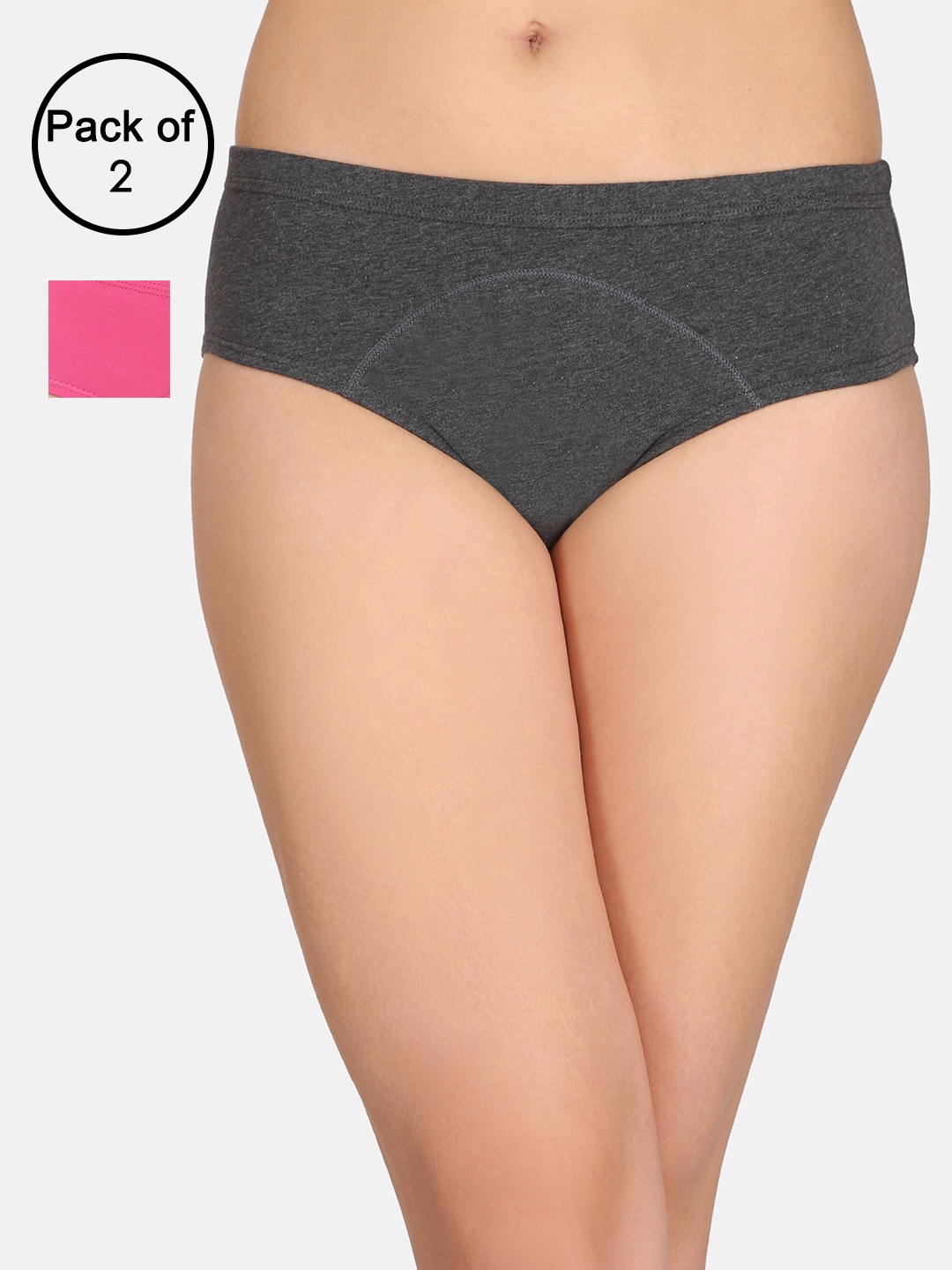 

Clovia Women Pack of 2 Solid Hipster Briefs COMPNC628XL, Black