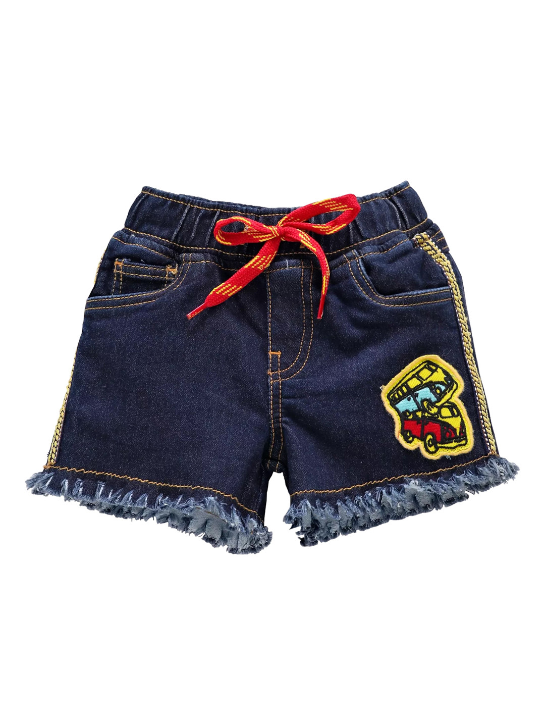 

KiddoPanti Girls Blue Solid Regular Fit Denim Shorts