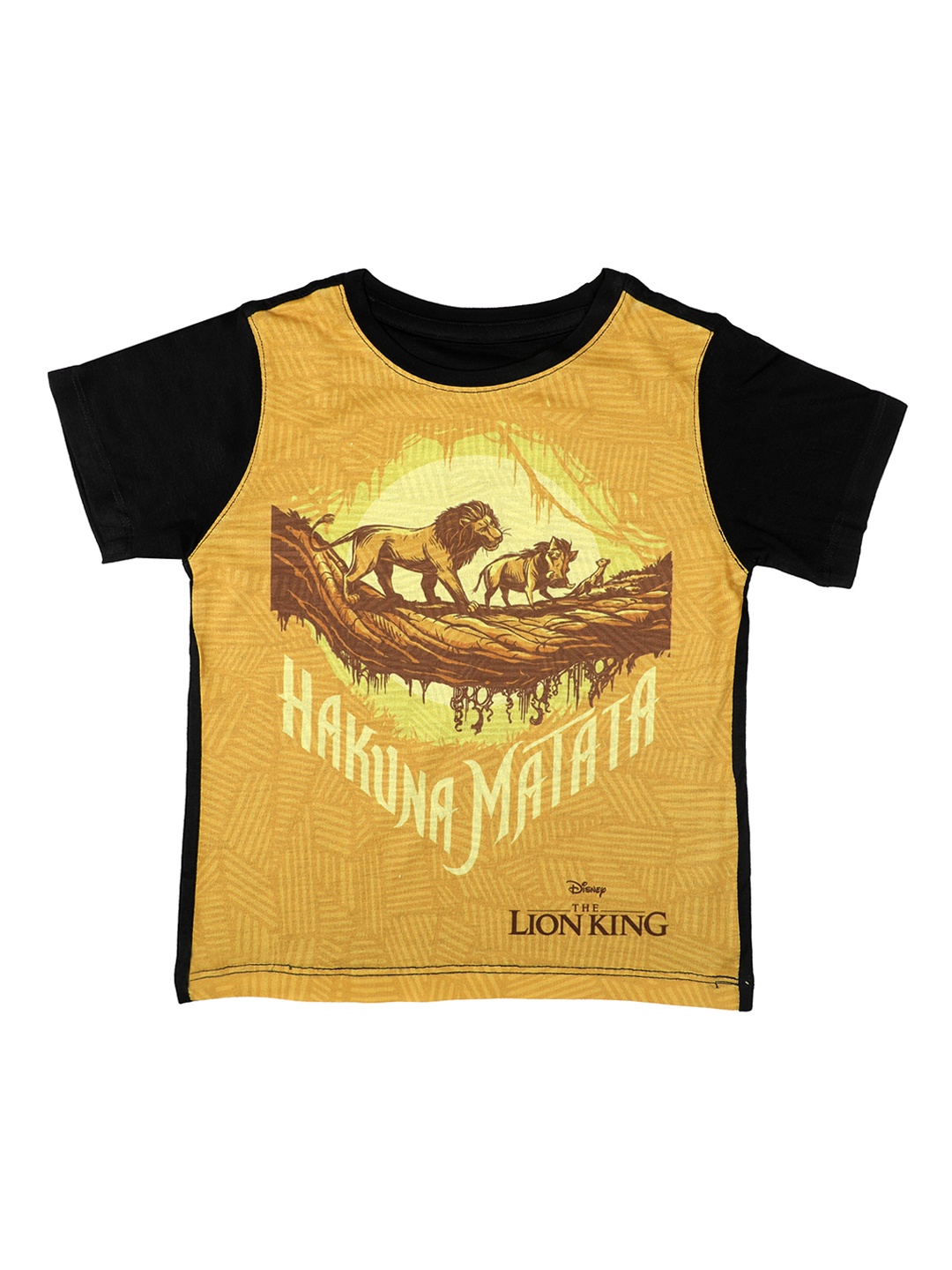 Disney by Wear Your Mind Boys Mustard Yellow Printed Round Neck T-shirt