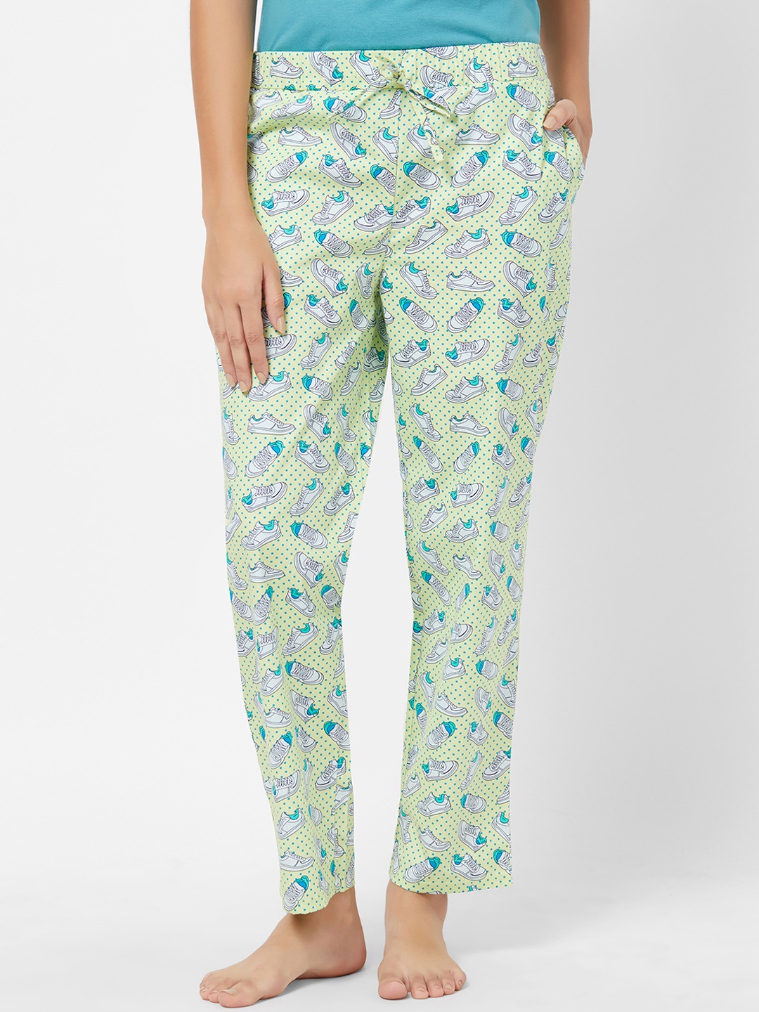 

Soie Women Lime Green Printed Lounge Pants