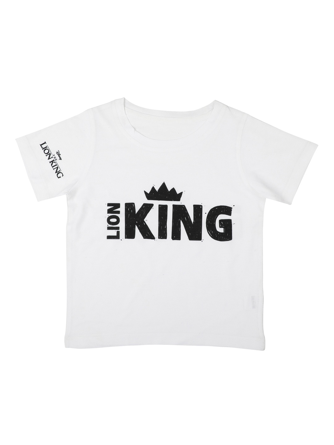 Disney by Wear Your Mind Boys White Printed Round Neck T-shirt