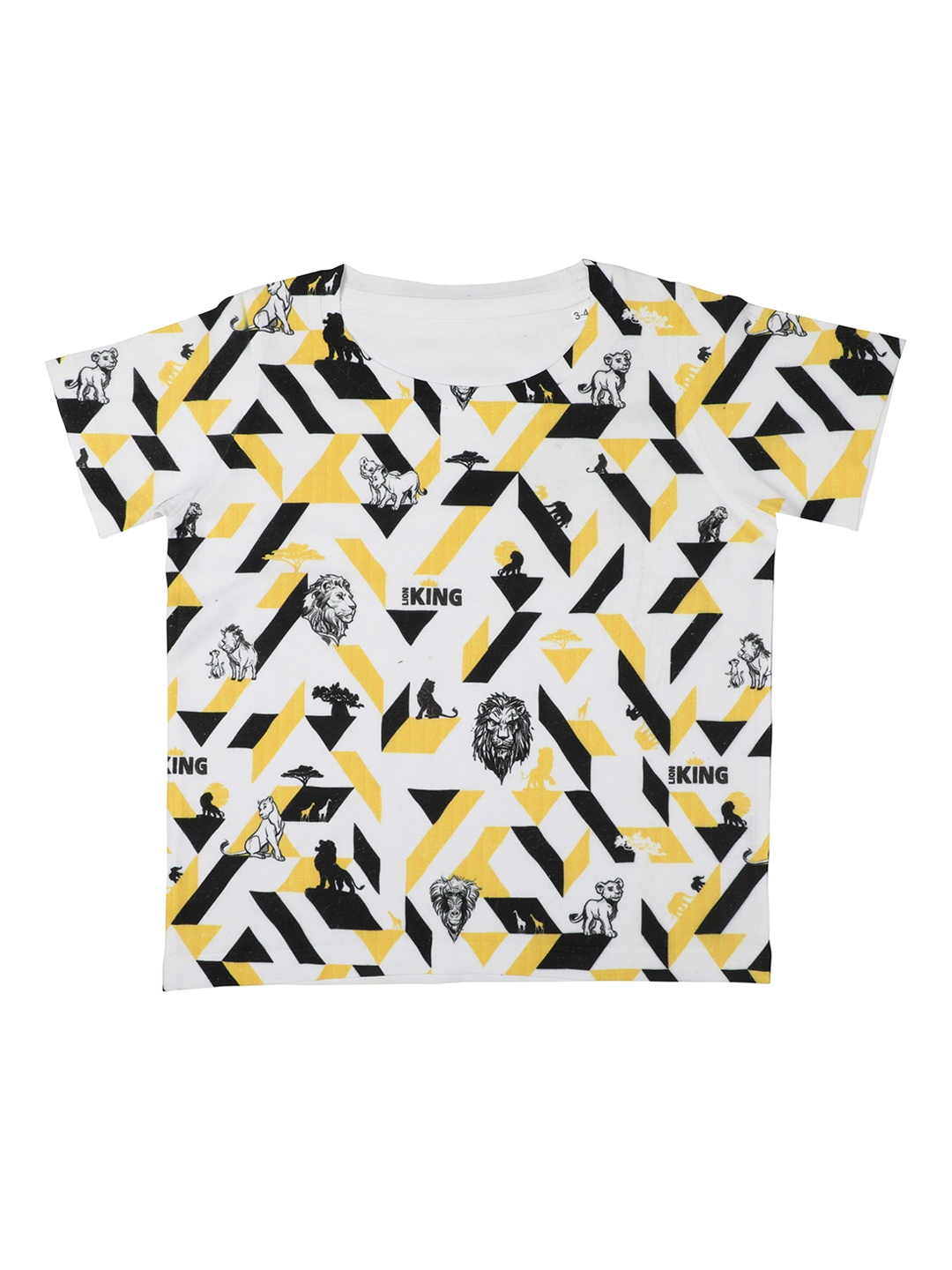 Disney by Wear Your Mind Boys White & Black Printed Round Neck T-shirt