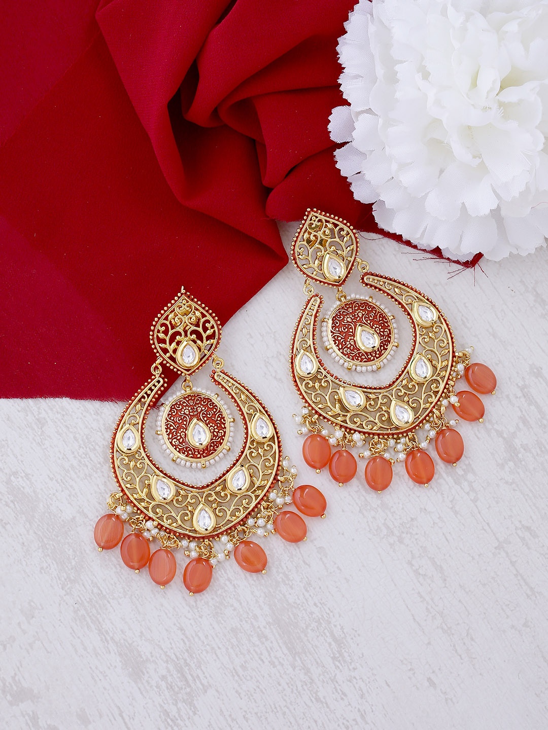 

Tistabene Pink & Gold-Plated Contemporary Chandbalis