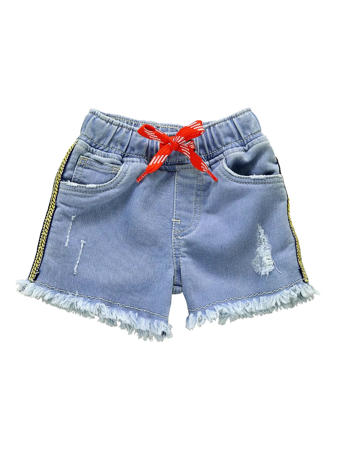 

KiddoPanti Girls Blue Solid Regular Fit Denim Shorts