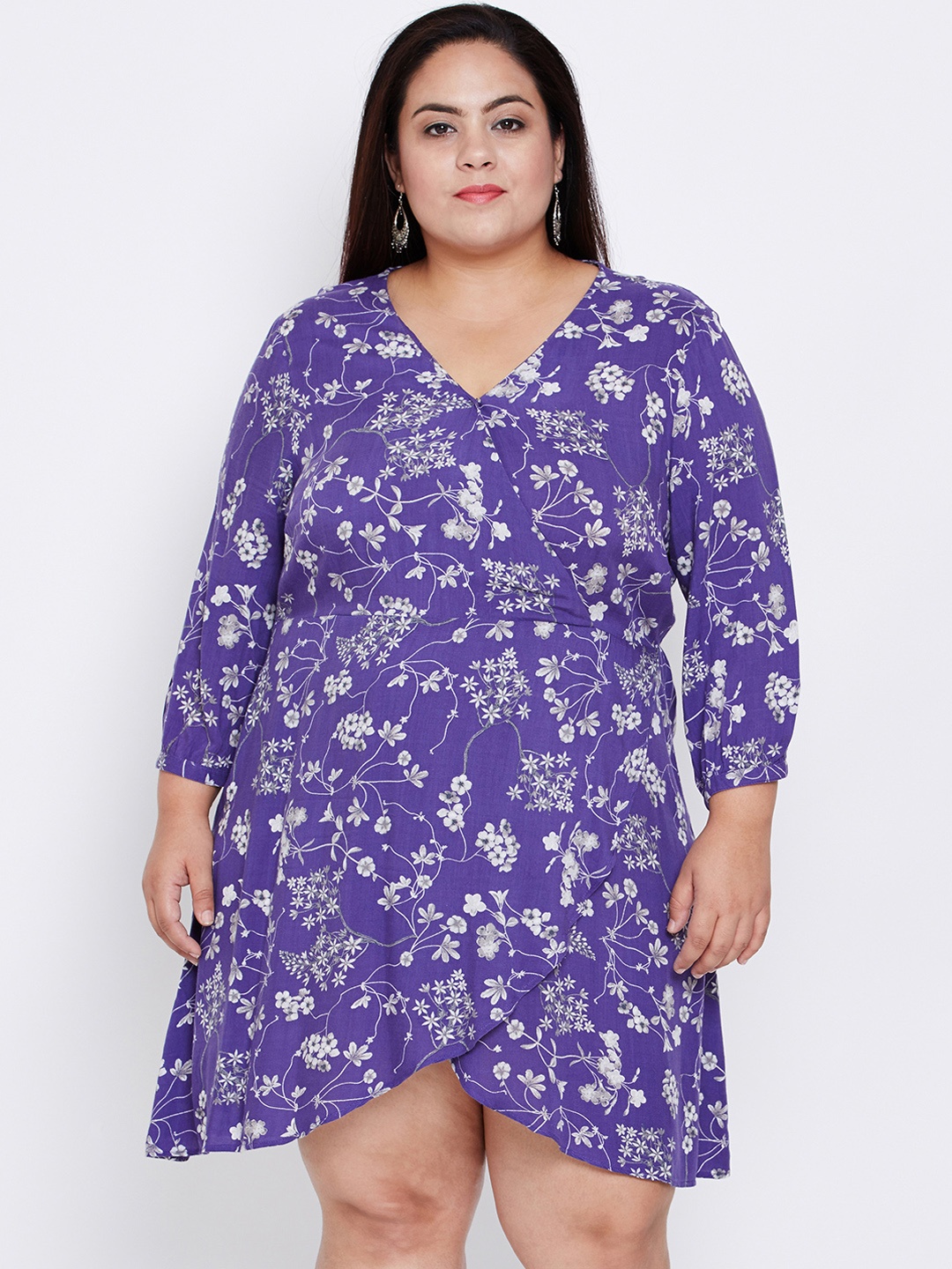

Oxolloxo Women Purple Printed Wrap Dress