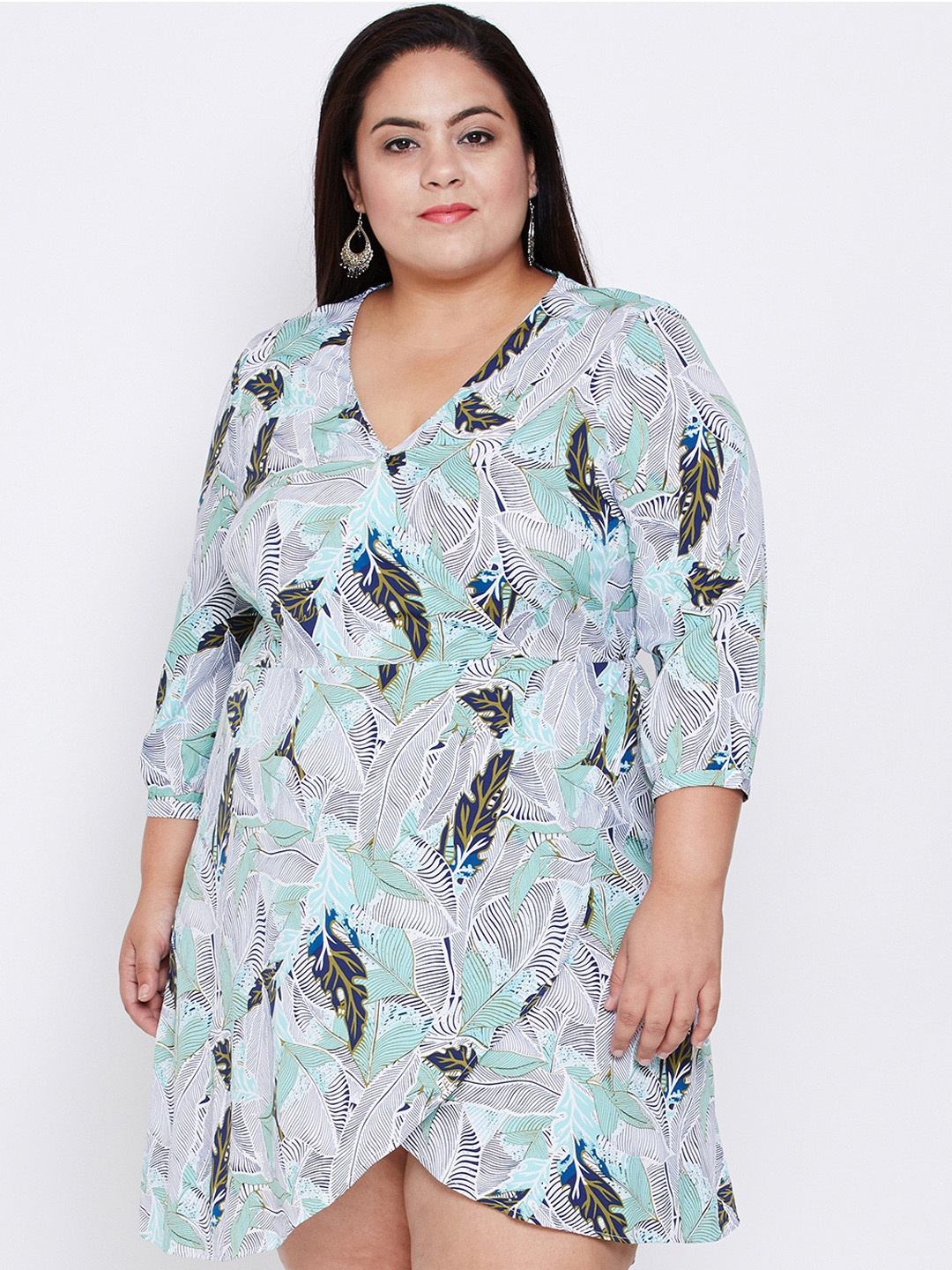 

Oxolloxo Women Blue Printed Wrap Dress