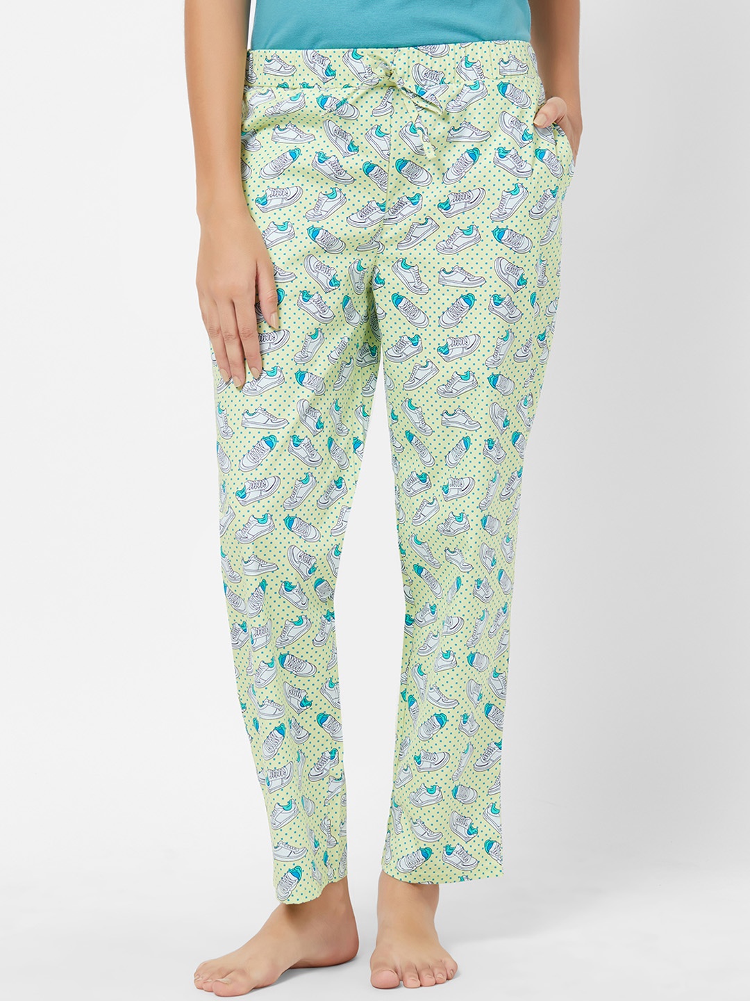 

Soie Women Lime Green Printed Lounge Pants NT-121PJ-1-PJ-1