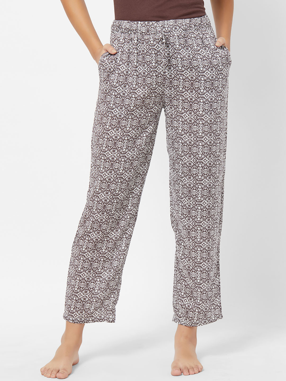 

Soie Women Brown & White Printed Lounge Pants