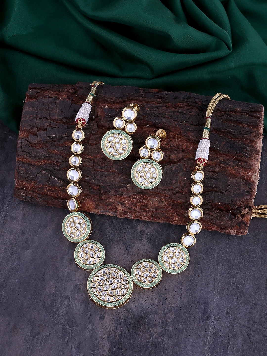 Tistabene Women Gold-Plated Polki Designer Jewellery Set