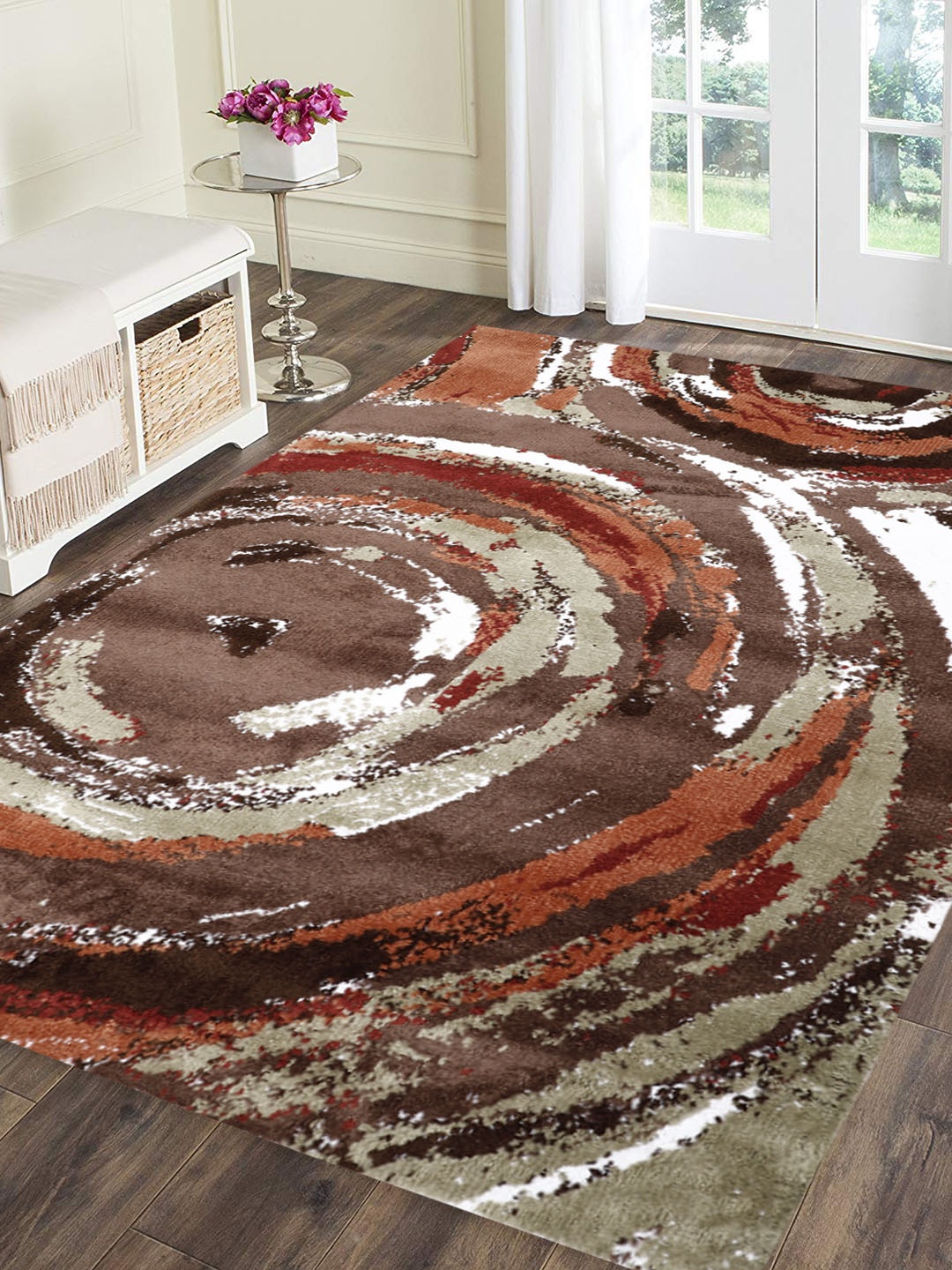 

PRESTO Multicoloured Printed Handmade Anti-Skid Woolen Carpet, Multi