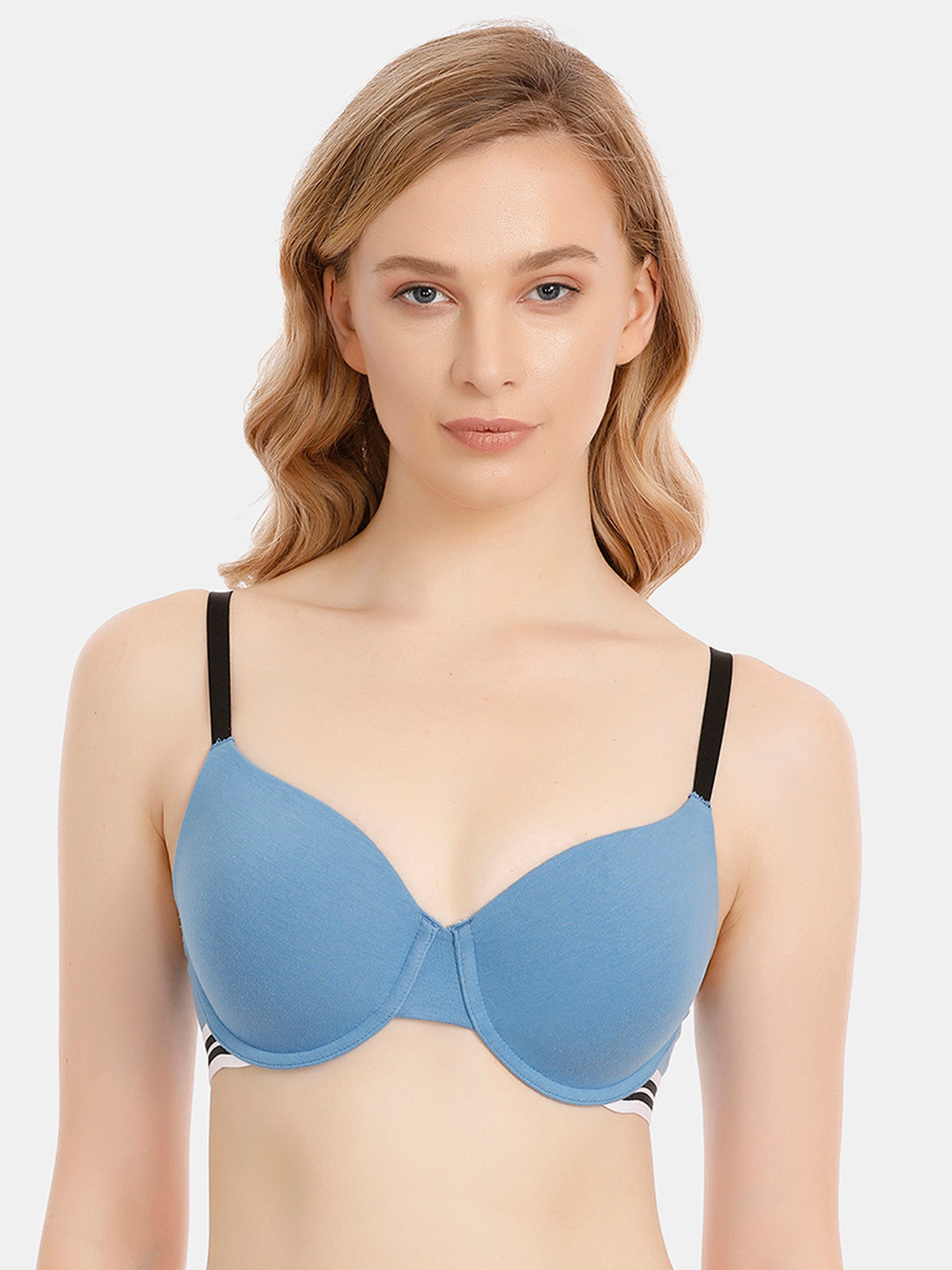 

Zivame Blue & Blue Solid Underwired Lightly Padded T-shirt Bra ZI1728FASHABLUE