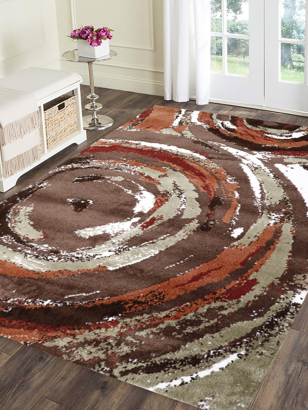 

PRESTO Multicoloured Printed Handmade Anti-Skid Woolen Carpet, Multi