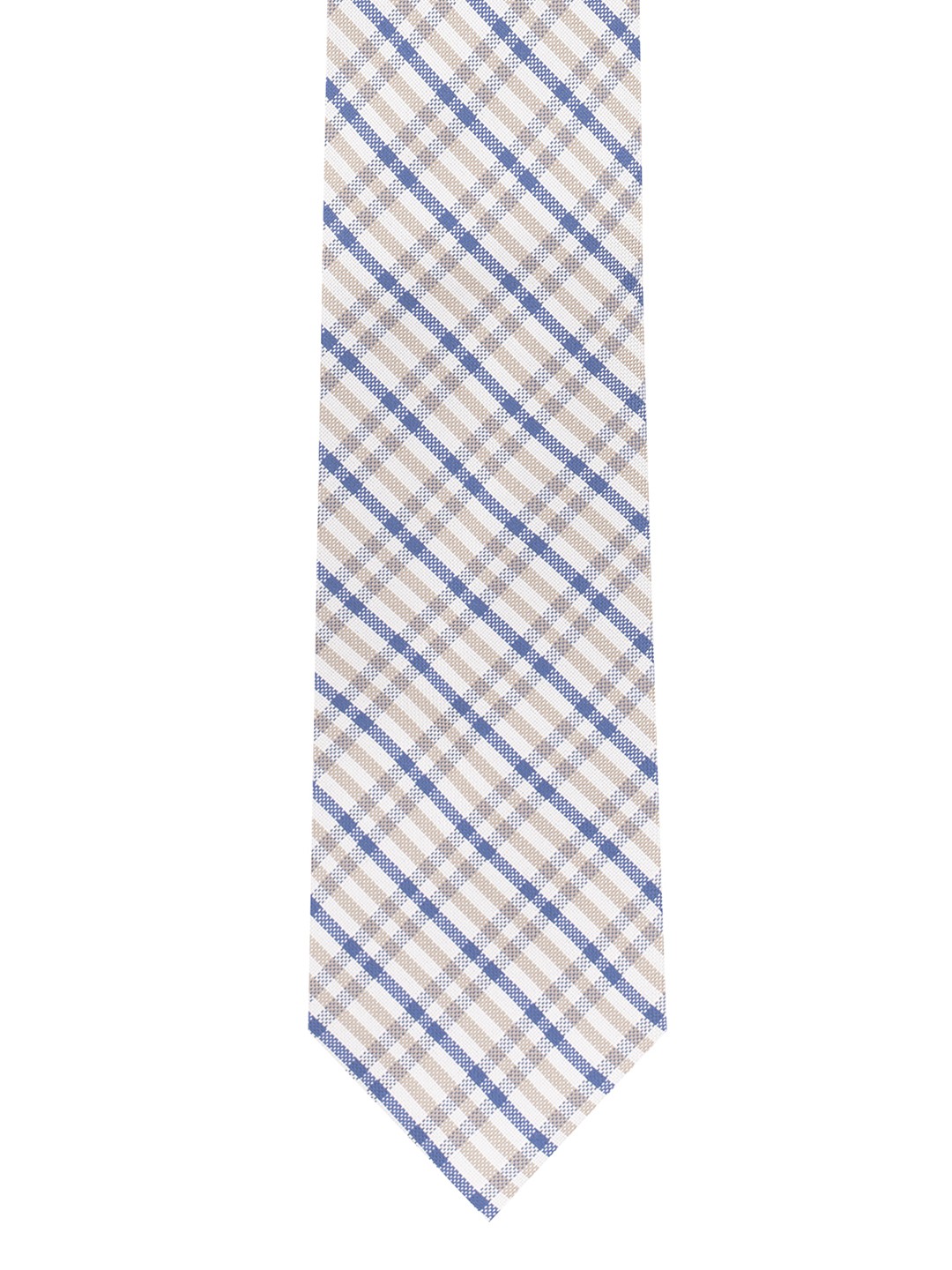 

The Tie Hub Cream-Coloured & Blue Checked Broad Tie