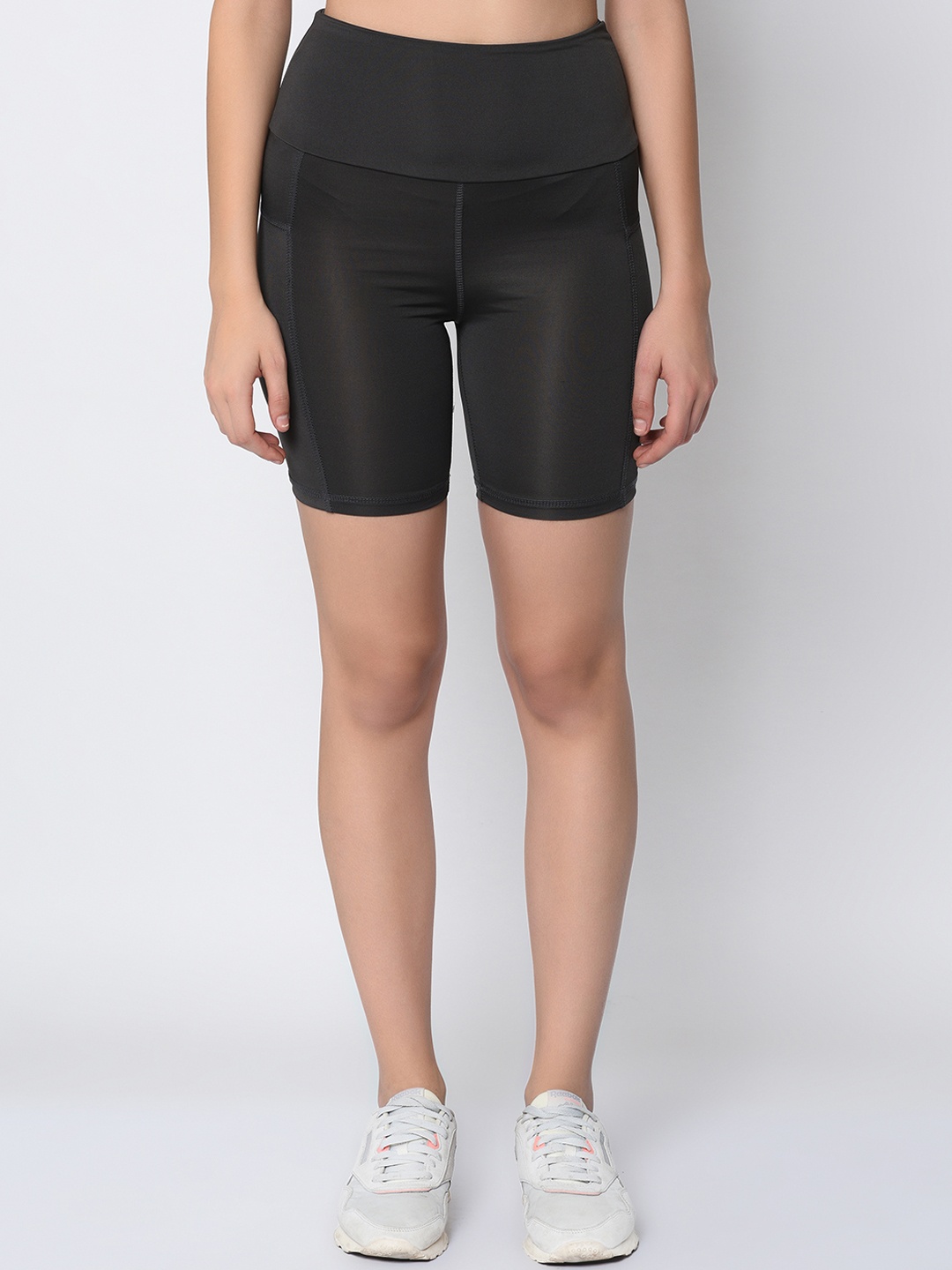 

Da Intimo Women Charcoal Black Solid Skinny Fit Regular Shorts