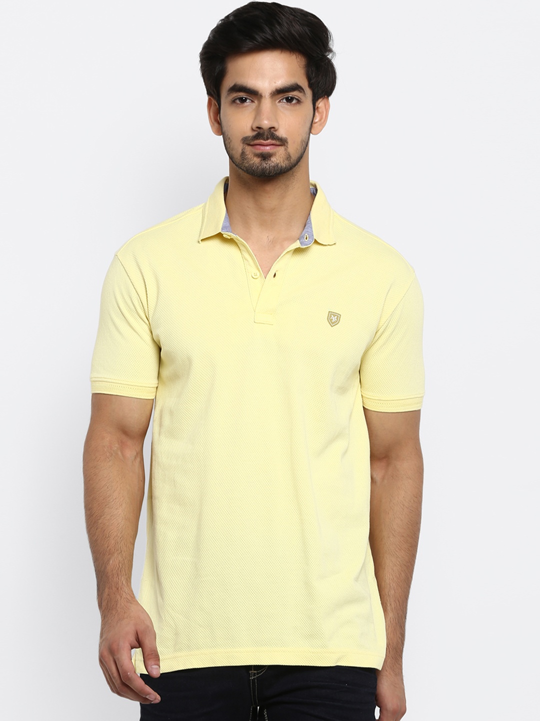 

Mufti Men Yellow Solid Polo Collar Pure Cotton T-shirt