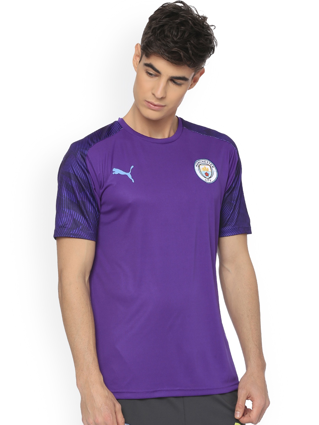

Puma Men Purple Solid Manchester City FC Men's Round Neck Football T-shirt