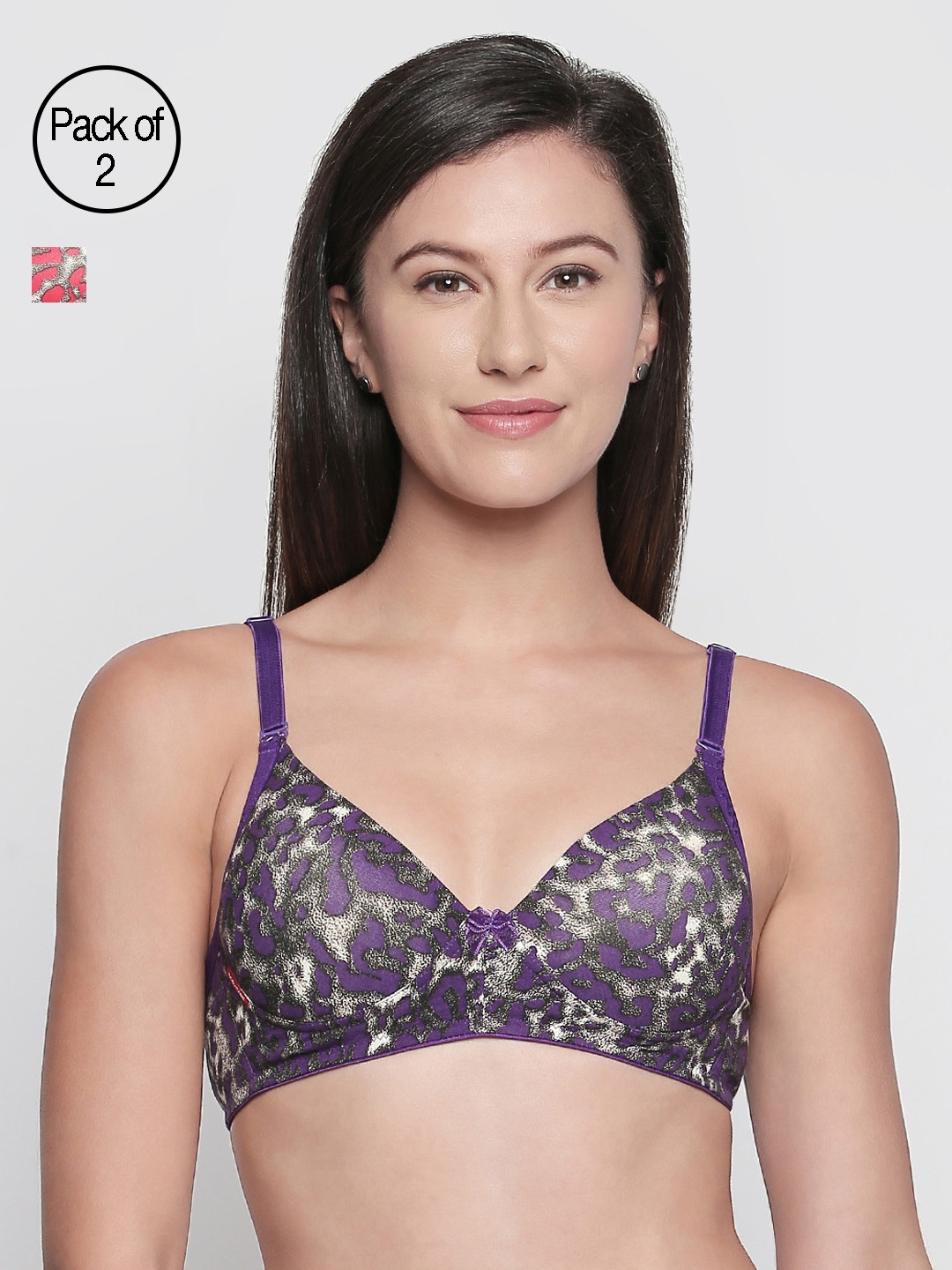 

Bodycare Pack Of 2 Printed Non-Wired Heavily Padded Everyday Bra E6567, Multi