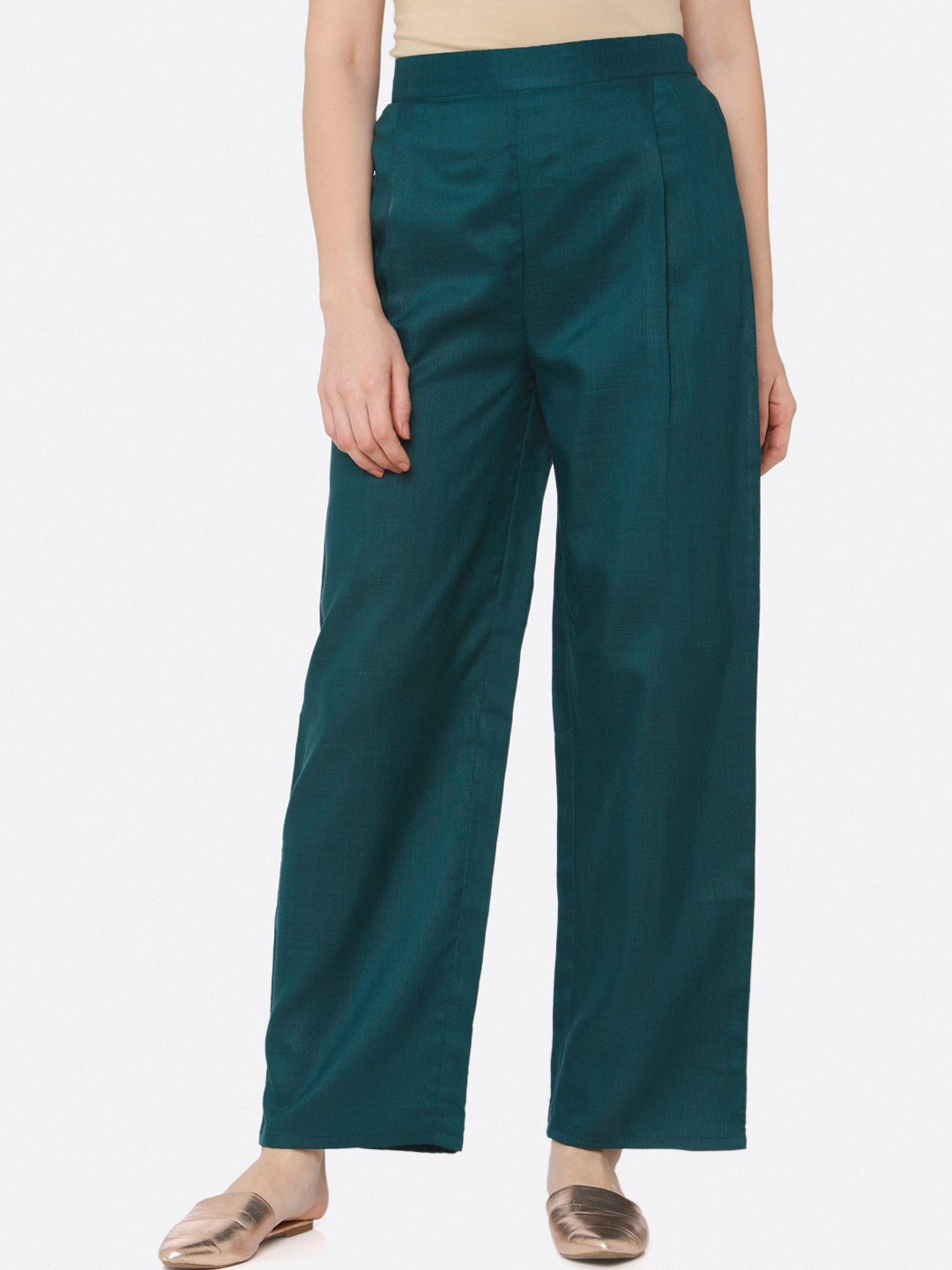 

shiloh Women Teal Solid Wide Leg Palazzos