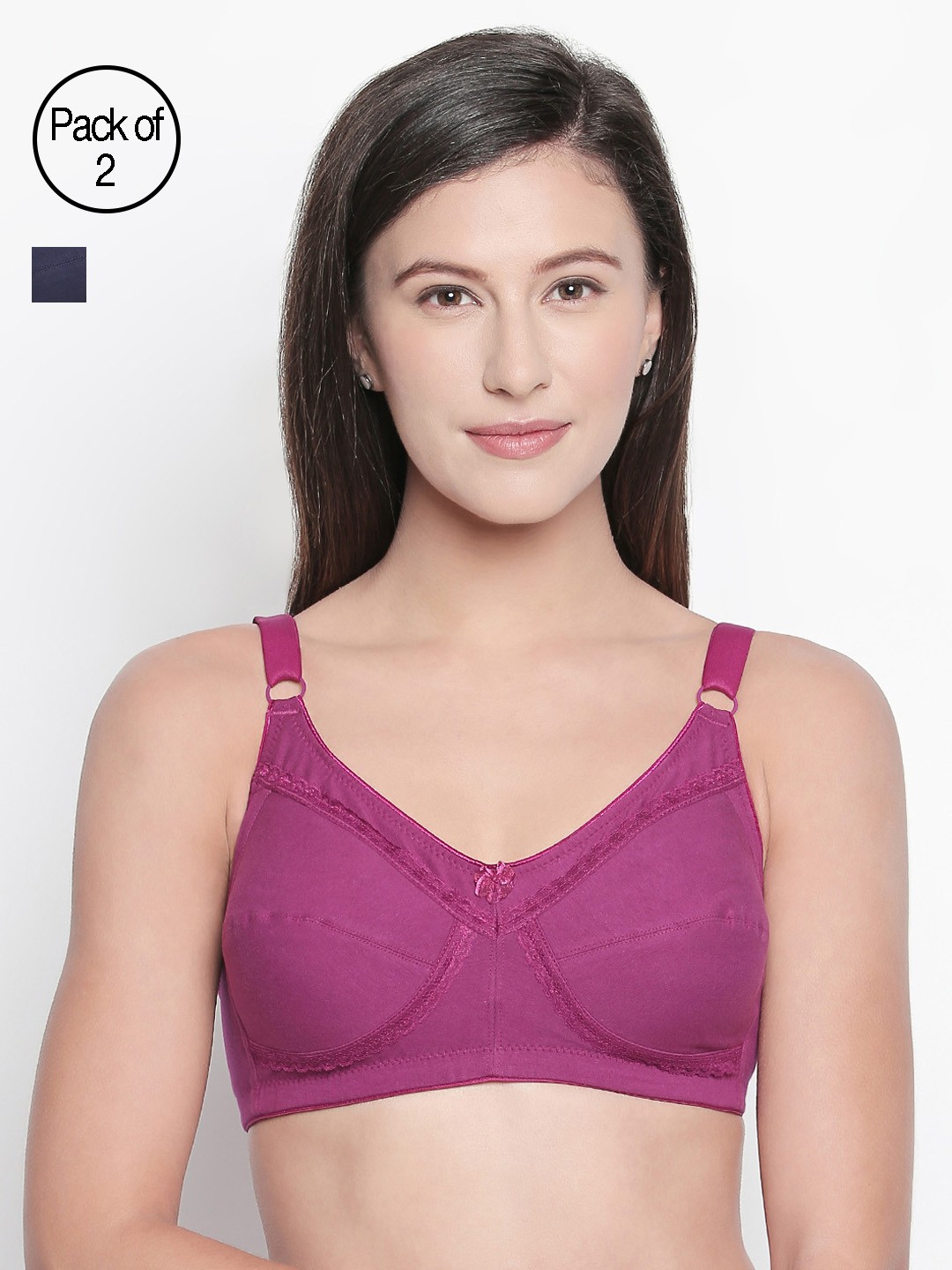 

Bodycare Pack Of 2 Solid Non-Wired Non Padded Everyday Bra E5584BLWI, Blue