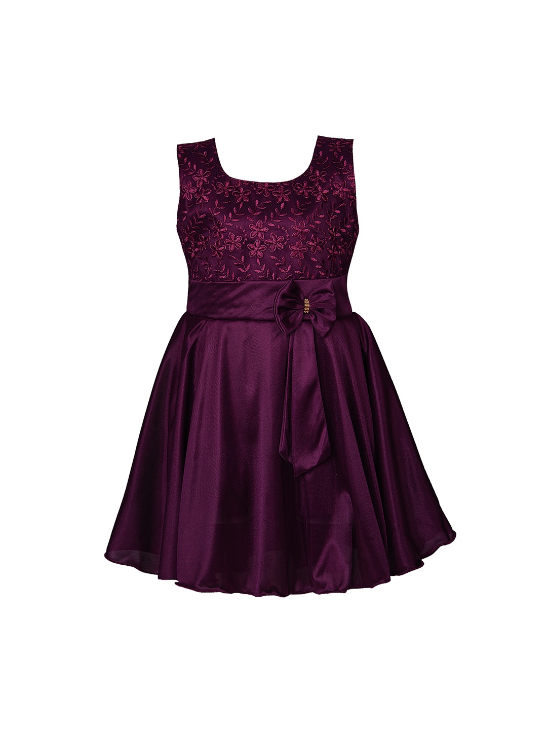 

Wish Karo Girls Burgundy Embellished Fit and Flare Dress