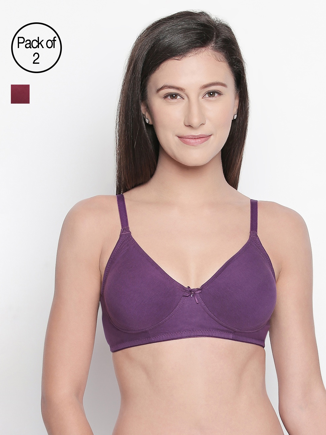 

Bodycare Pack Of 2 Solid Non-Wired Non Padded Everyday Bra E6577MEGMEH, Purple