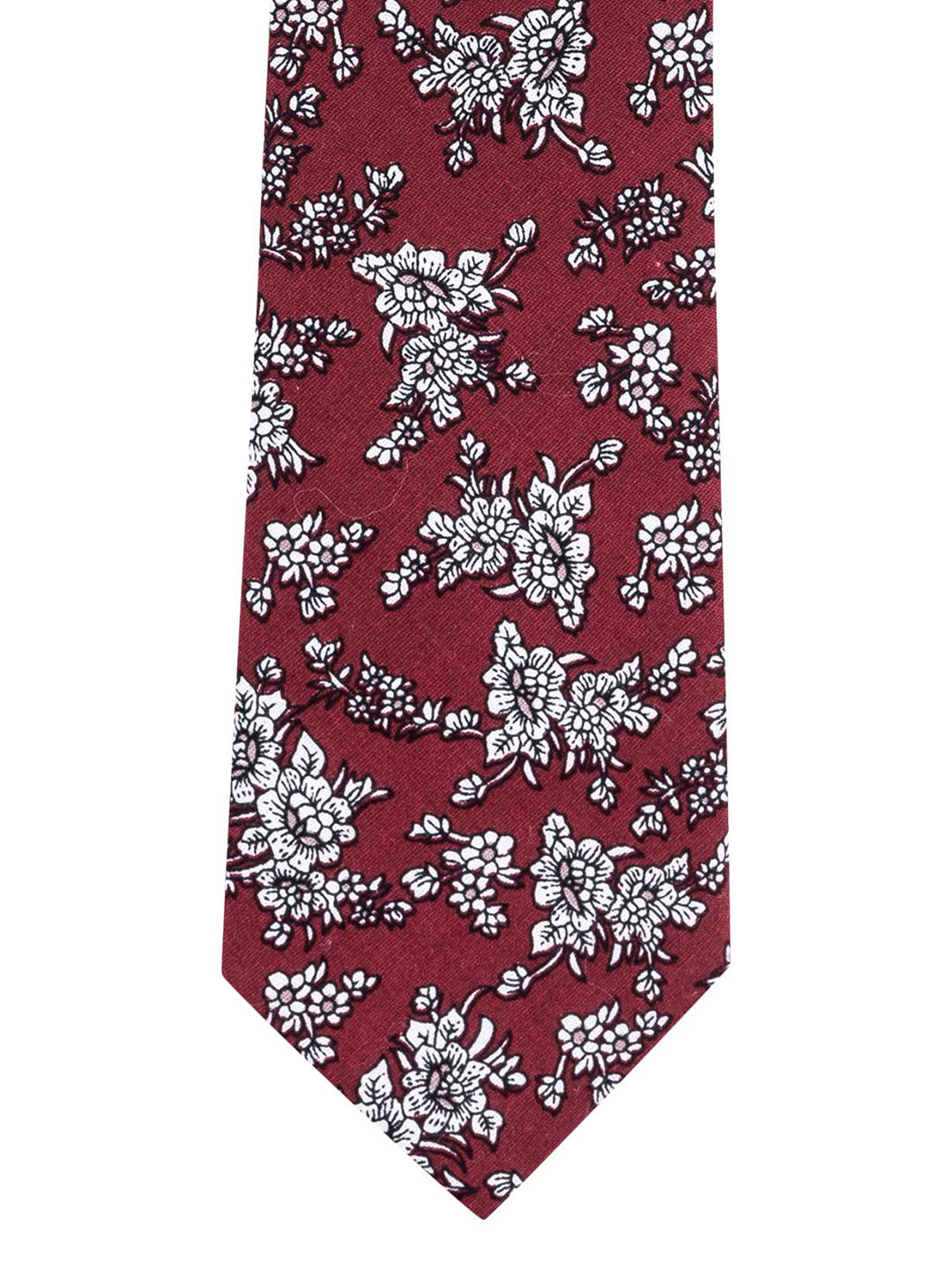 

The Tie Hub Maroon & Grey Printed Skinny Tie