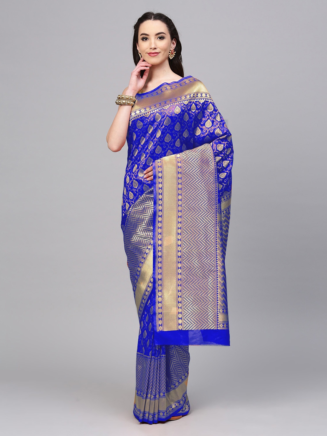 

Chhabra 555 Blue Art Silk Woven Design Banarasi Saree