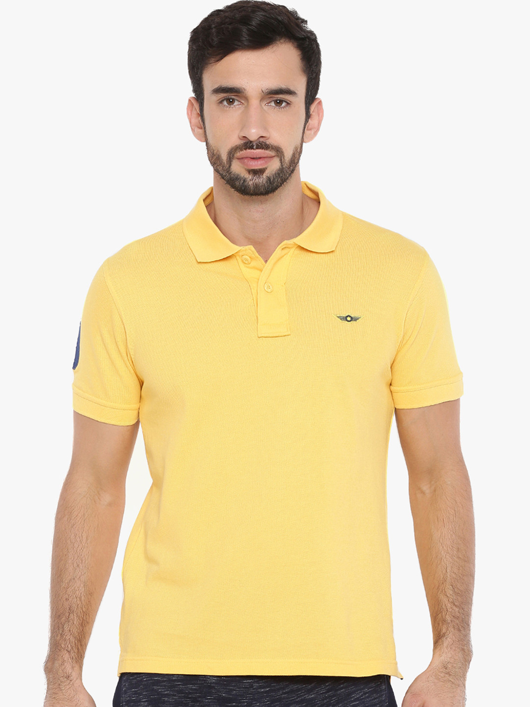 

Force NXT Men Yellow Solid Polo Collar T-shirt