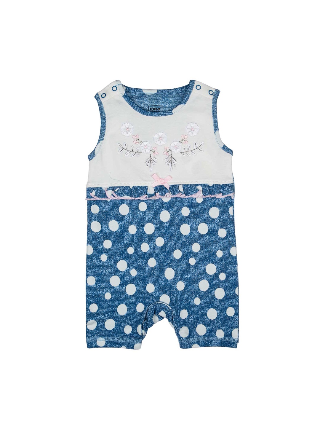 Mee Mee Girls Blue & White Printed Rompers