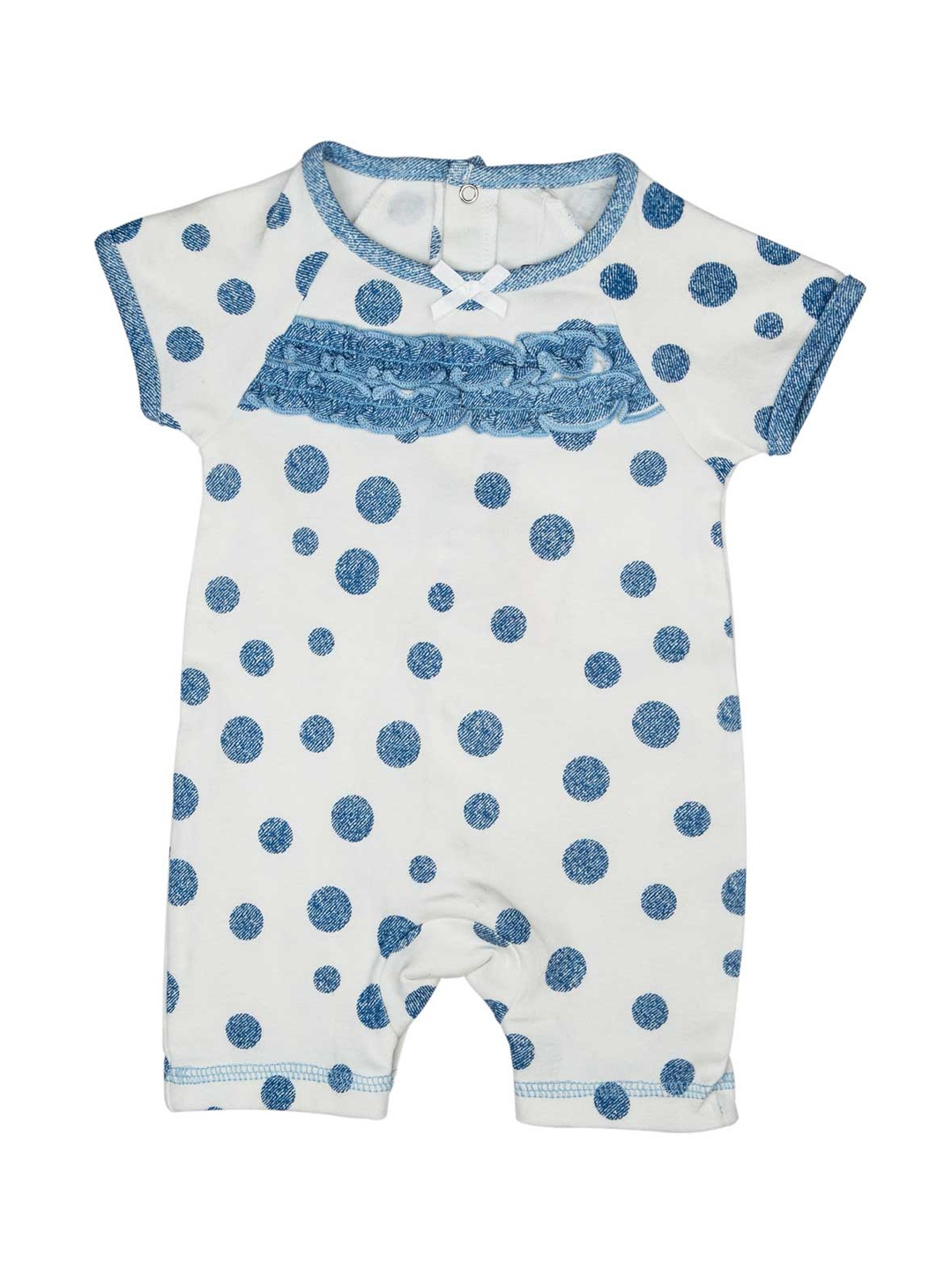 

Mee Mee Girls White & Blue Printed Rompers