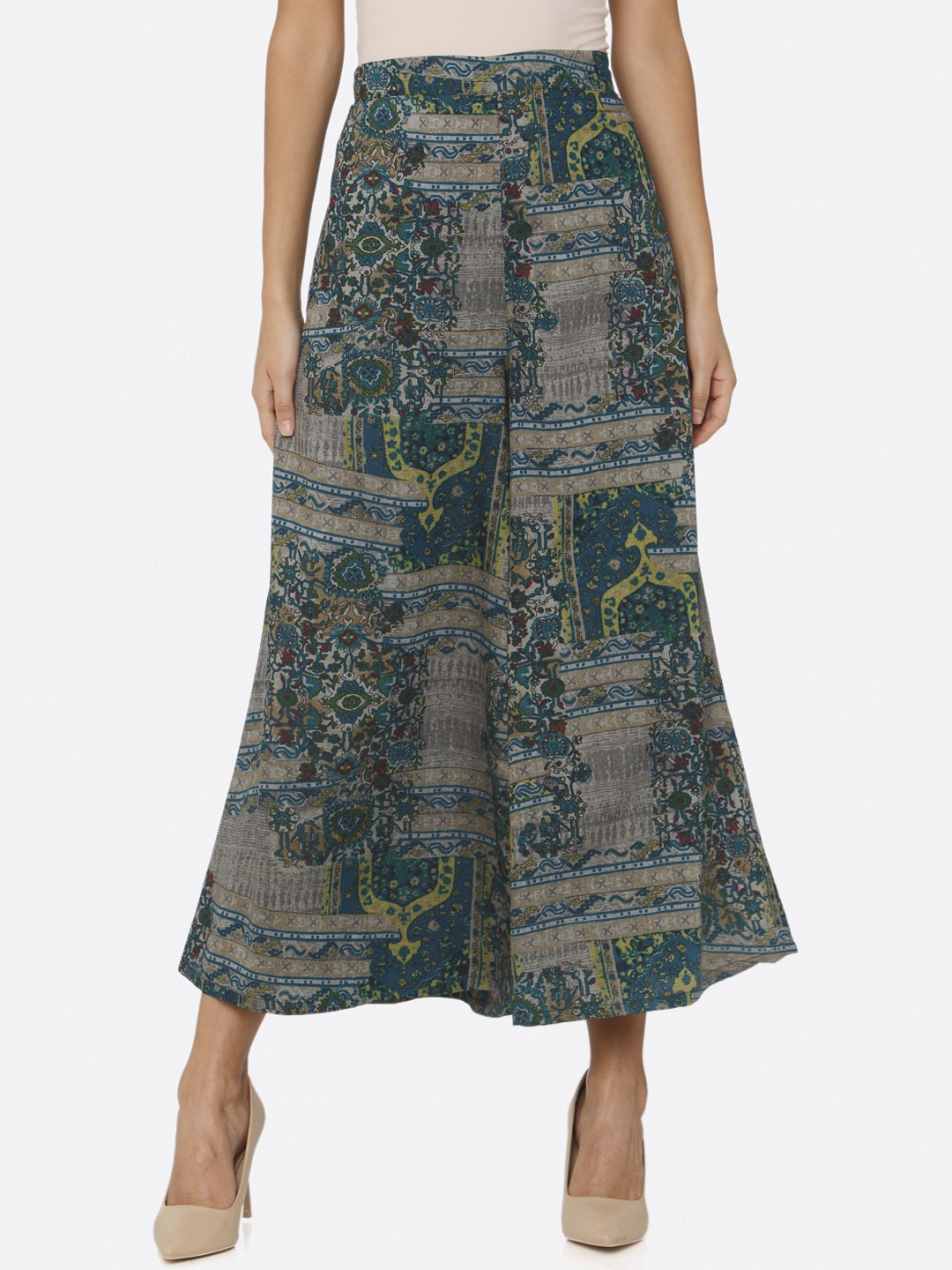 

shiloh Women Green Printed Wide Leg Palazzos