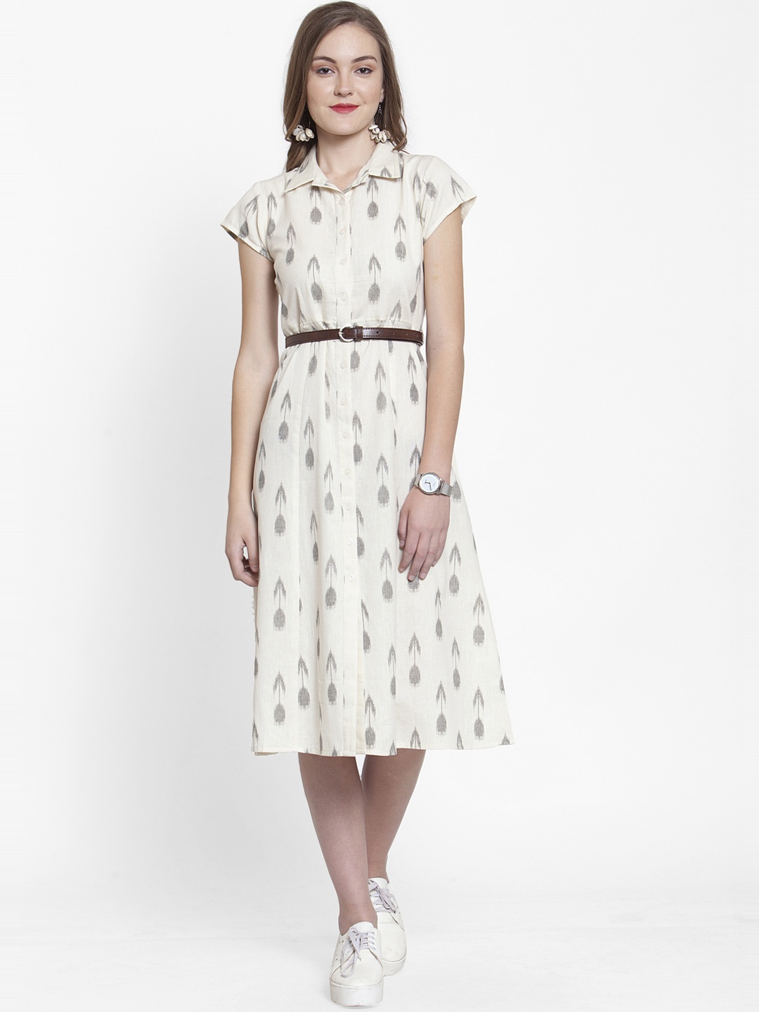

Varanga Women Off-White Printed Shirt Dress