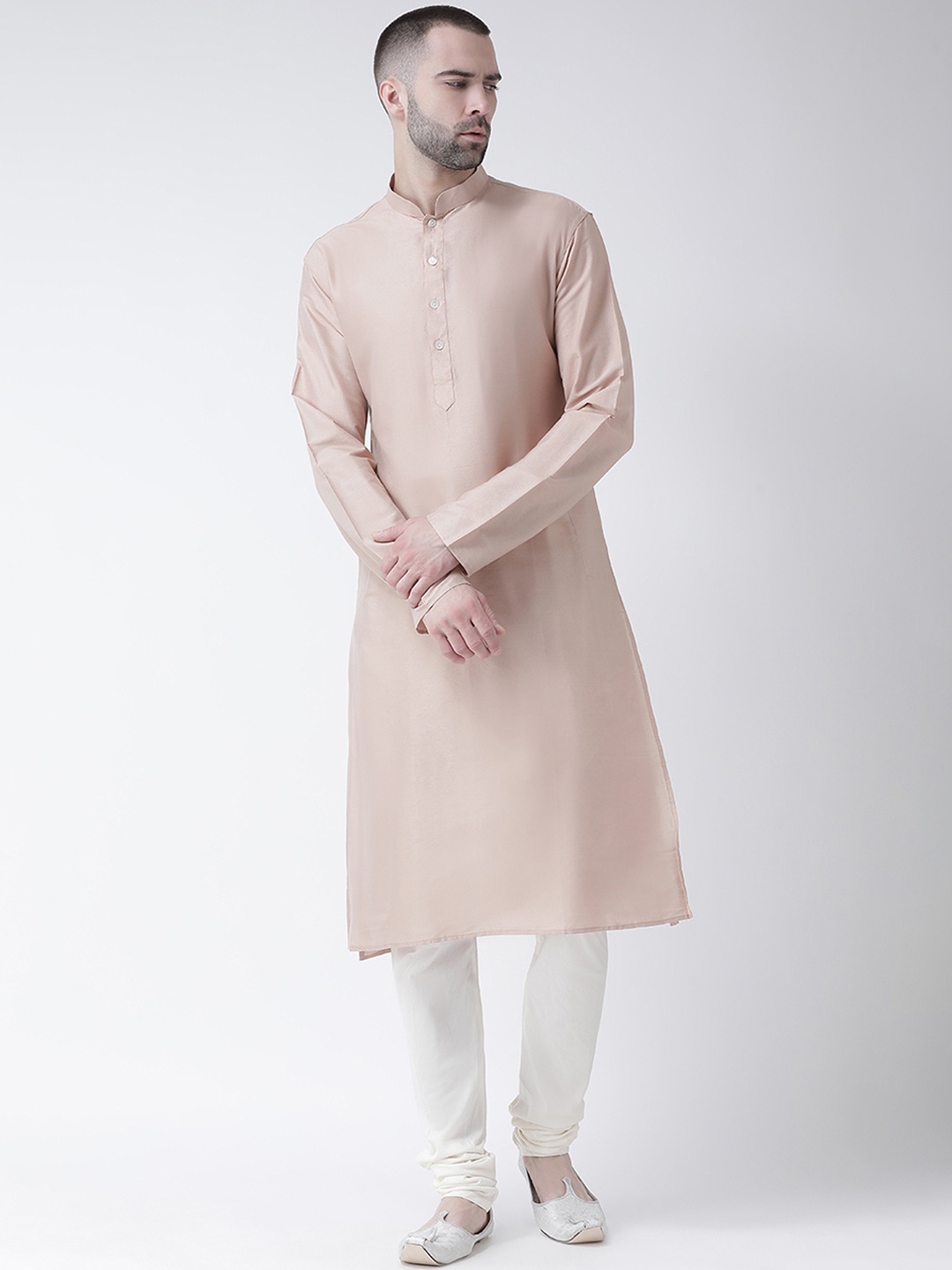 

KISAH Men Cream-Coloured Solid Kurta with Churidar