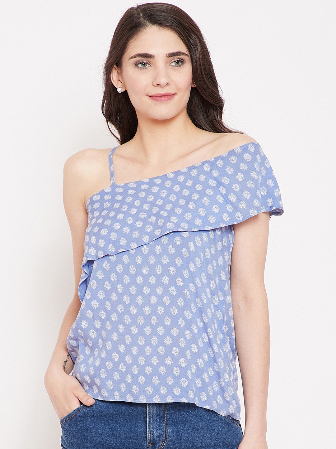 

Ruhaans Women Blue Printed Top